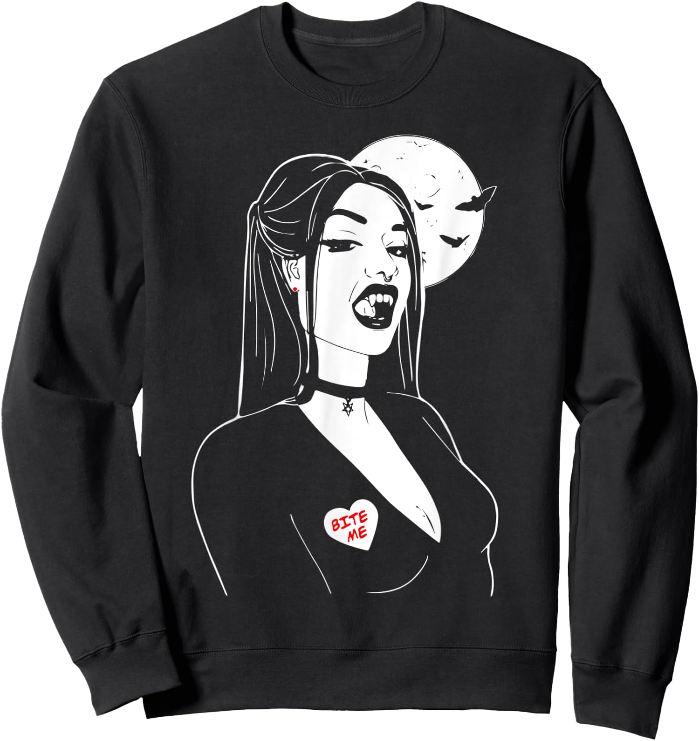 Vampire Girl Bite Me, Art Desing , Beauty Vamp Sweatshirt - Sweatshirt | Black