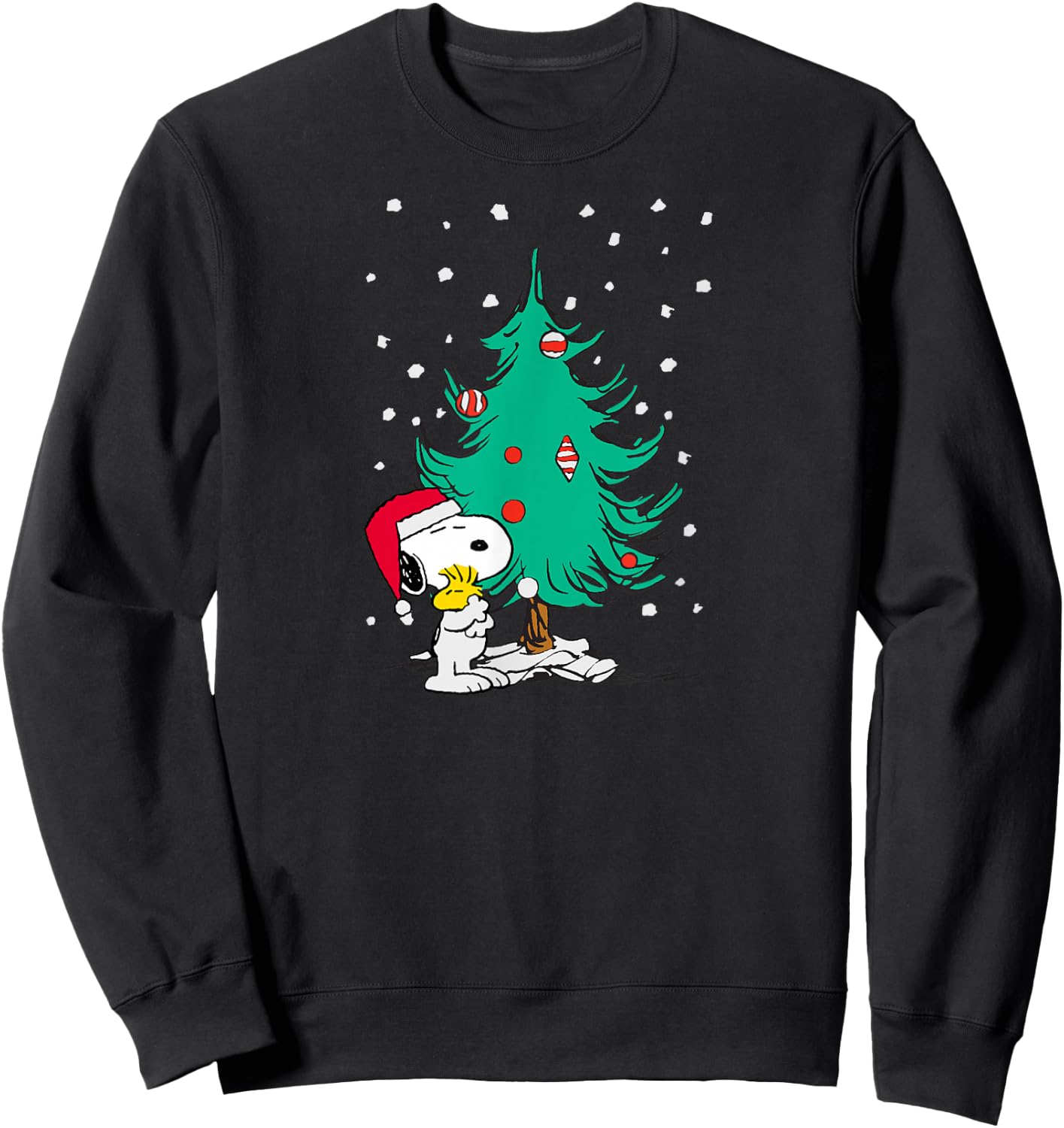 Peanuts Snoopy Holiday Christmas Tree Sweatshirt - Sweatshirt | Black