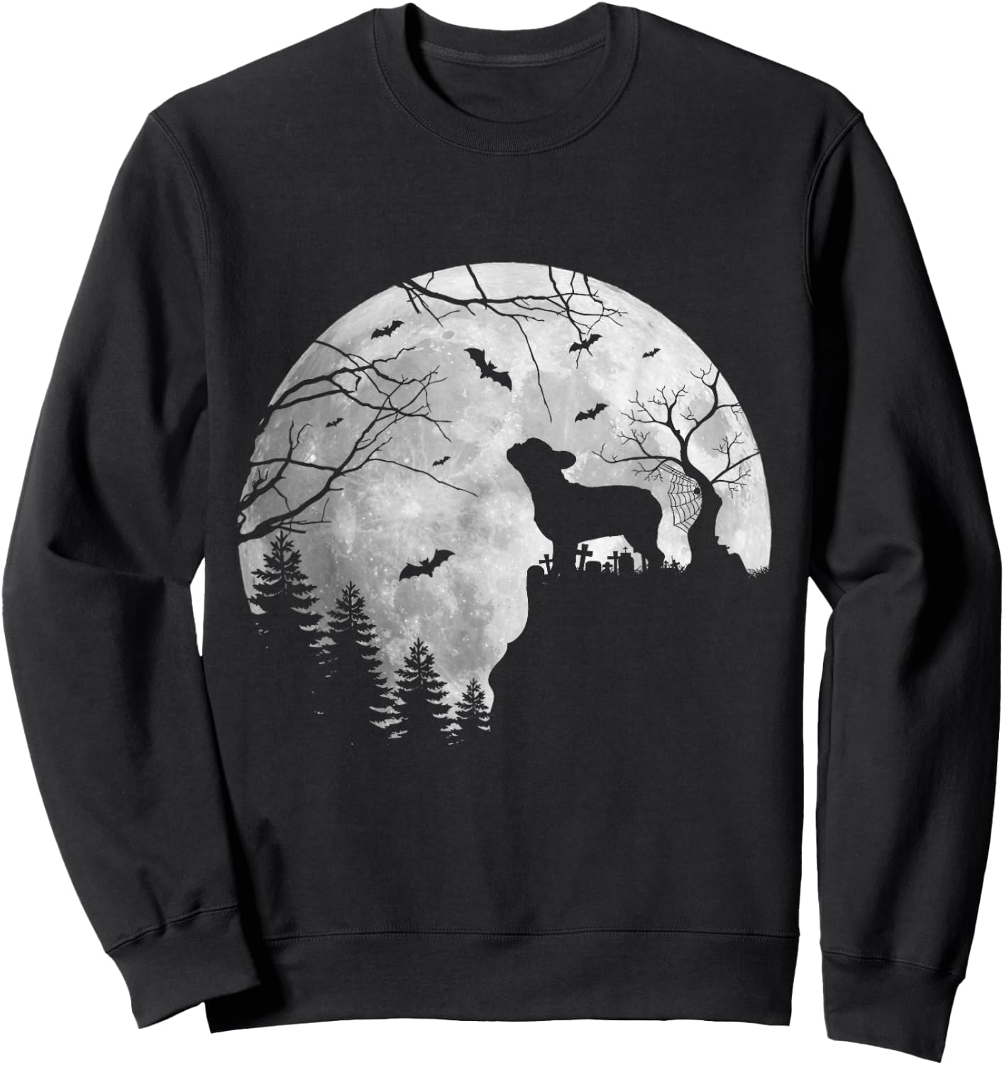 Frenchie Dog Moon Howl In Forest Halloween Dog Frenchie Women Kids Sweatshirt - Sweatshirt | Black