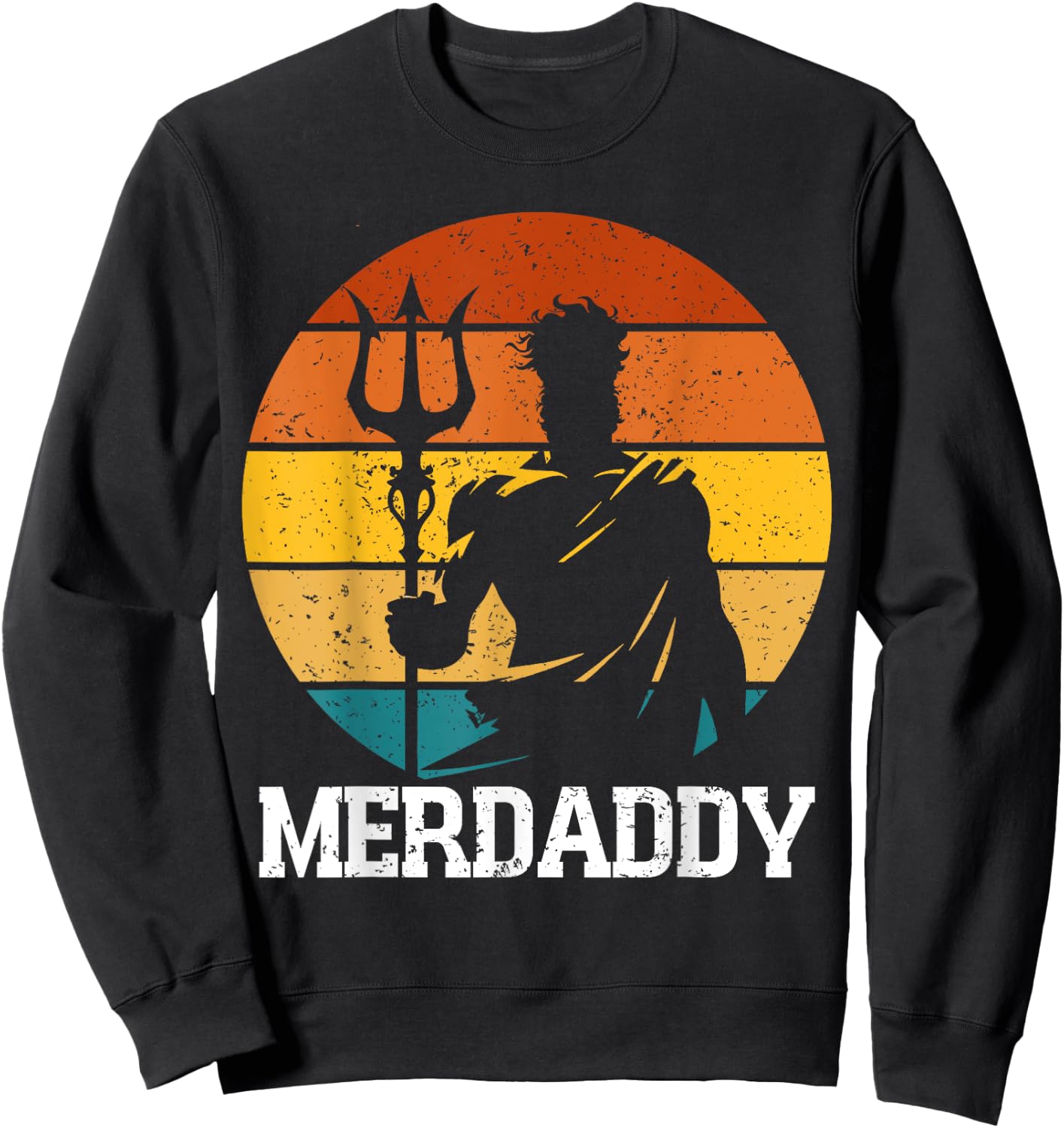 Retro Merdaddy Security Merman Mermaid Merdad Father's Day Sweatshirt - Sweatshirt | Black