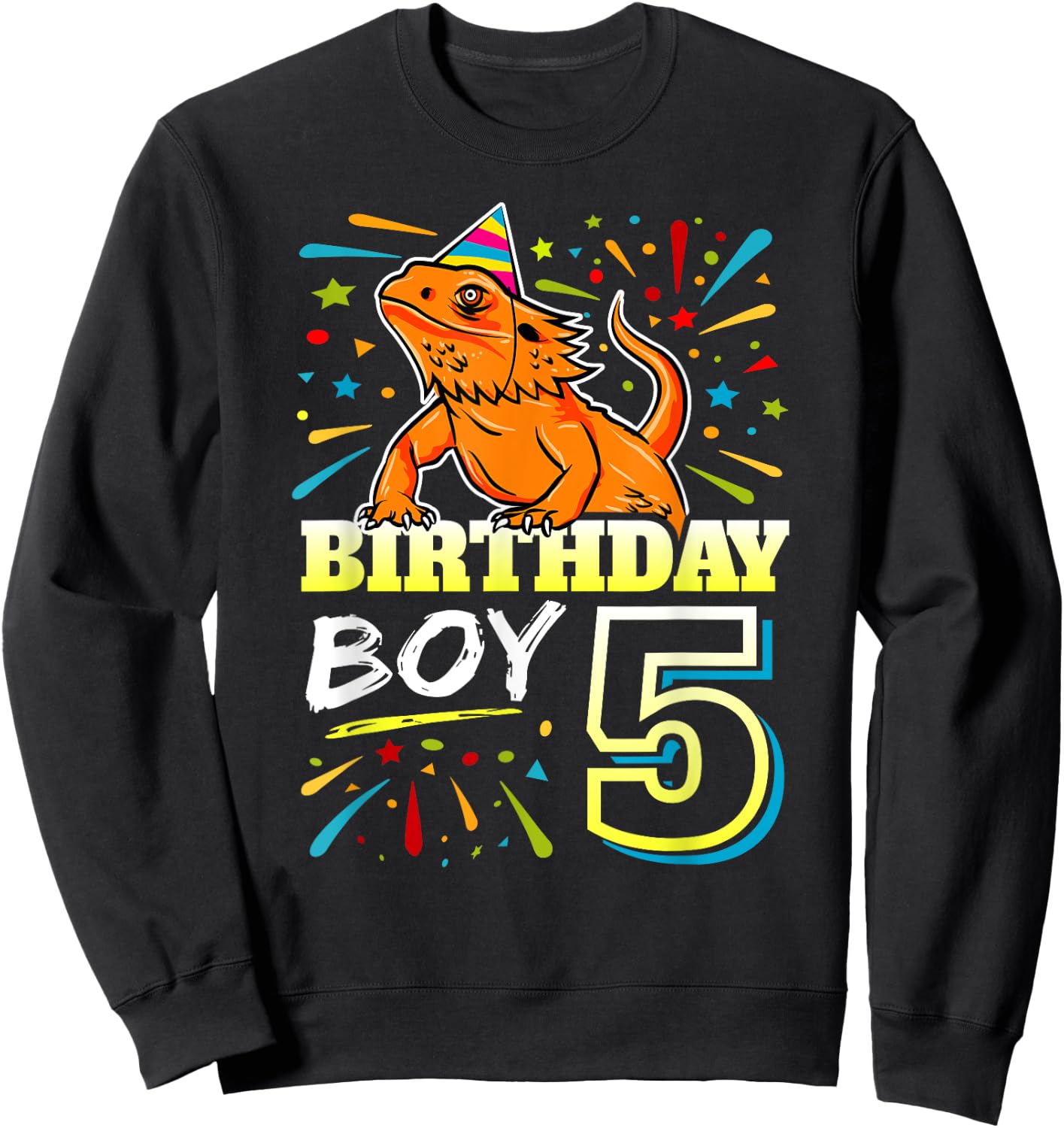 Bearded Dragon Lizard Kids 5th Birthday - 5 Year Old Boy Sweatshirt - Sweatshirt | Black