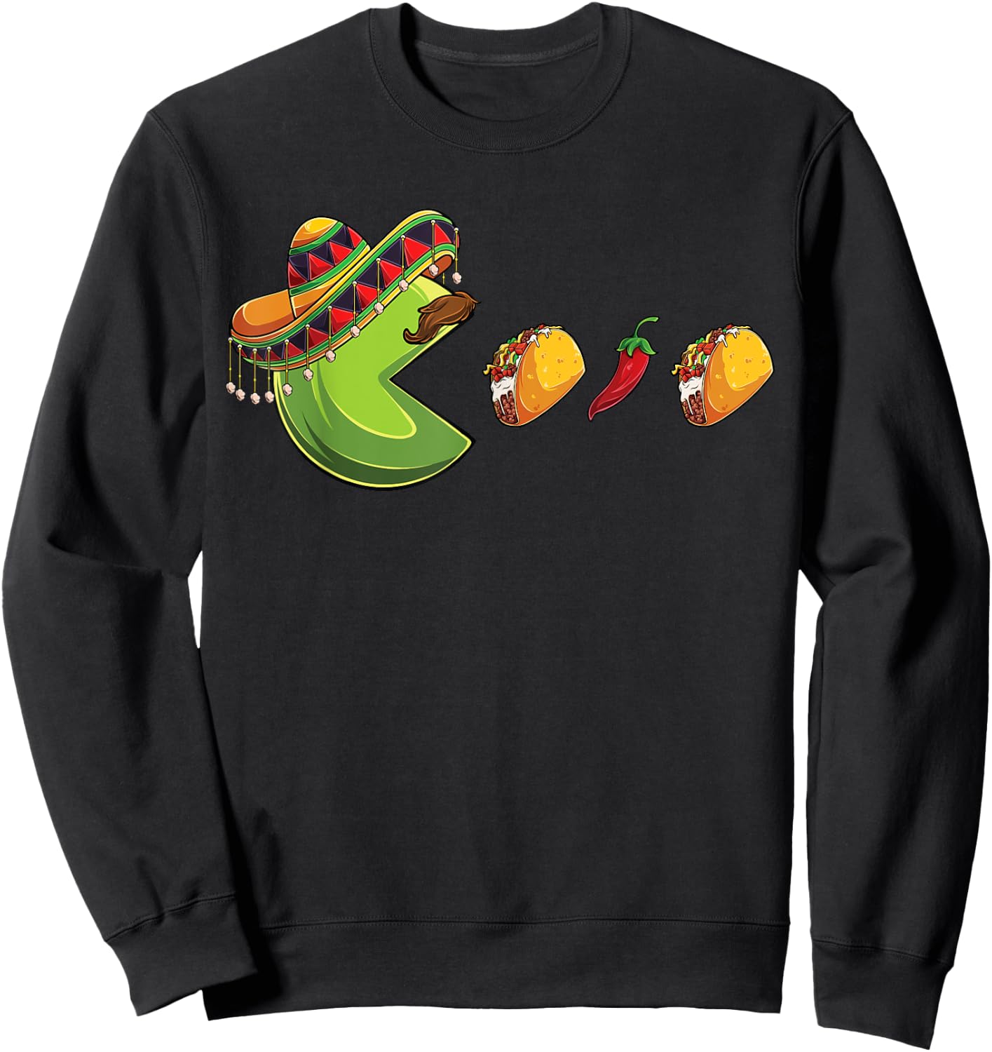 Funny eating Tacos Cinco de Mayo Boys Kids woman Men Mexican Sweatshirt - Sweatshirt | Black