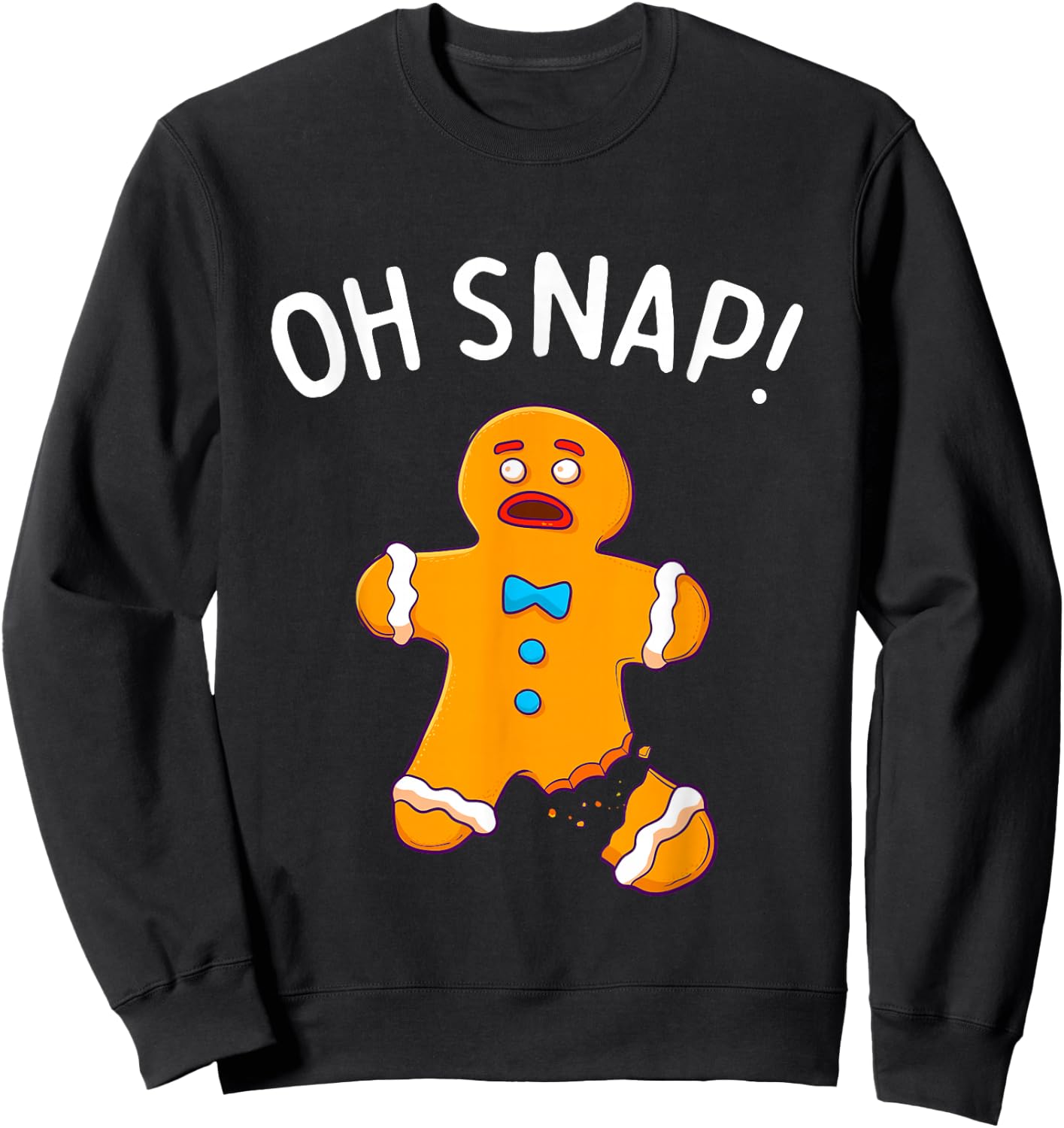 Gingerbread Man Oh Snap Christmas Funny Cookie Baking Gift Short Sleeve Sweatshirt - Sweatshirt | Black