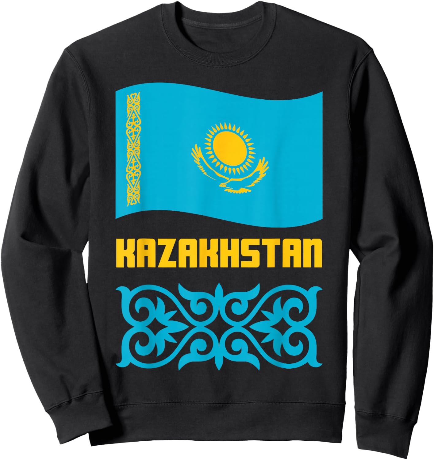 Republic of Kazakhstan Qazaqstan Kazakh Kazakh Flag Sweatshirt - Sweatshirt | Black