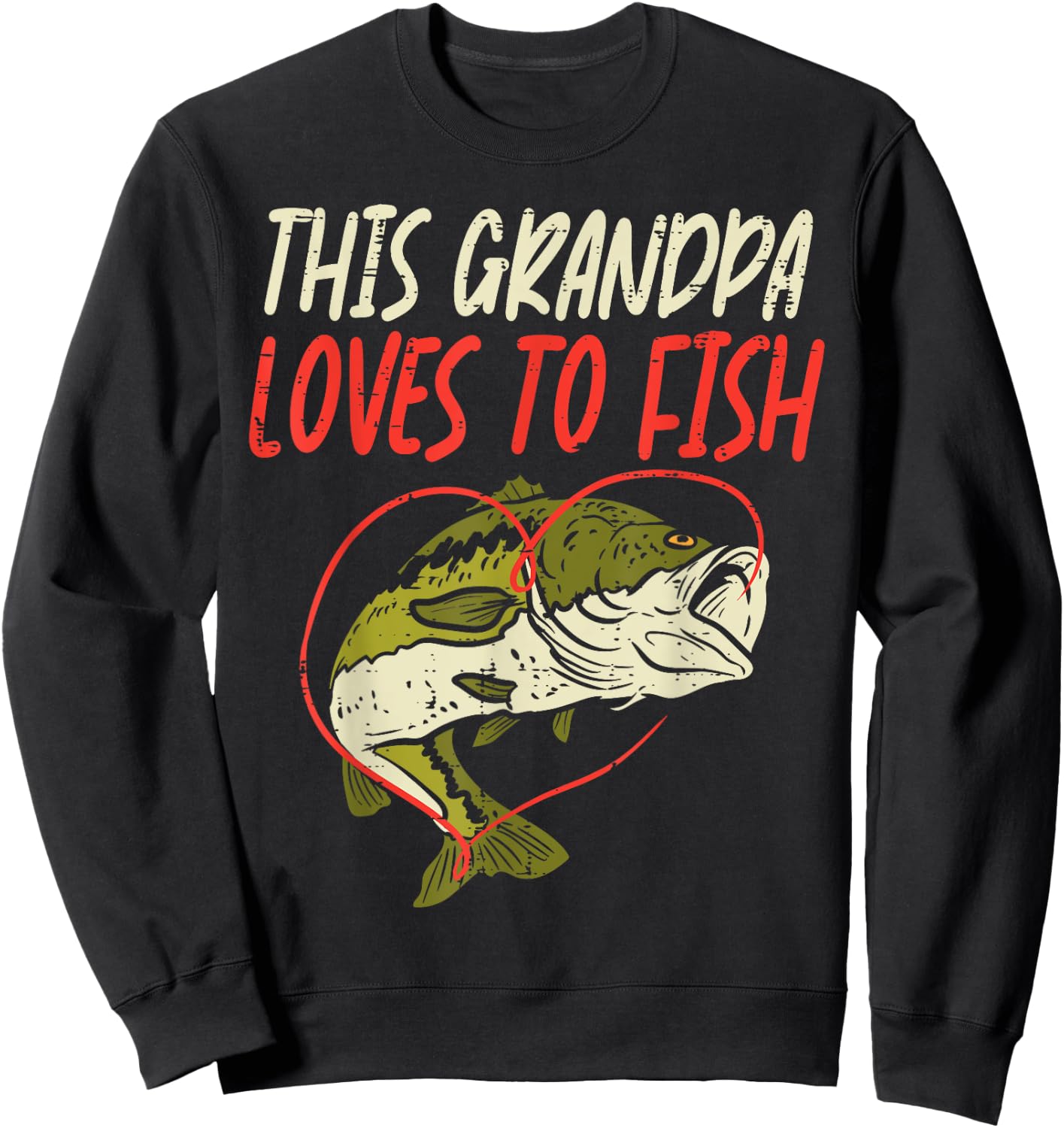 This Grandpa Loves To Fish Bass Fishing Family Matching Gift Sweatshirt - Sweatshirt | Black