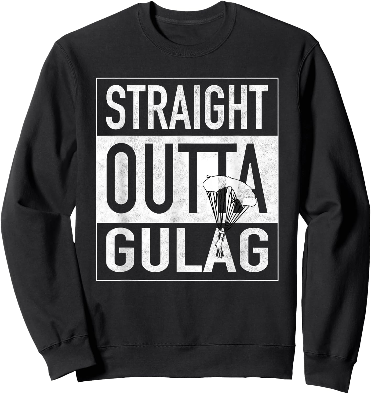Straight Outta Gulag with Parachute for Gamers Sweatshirt - Sweatshirt | Black