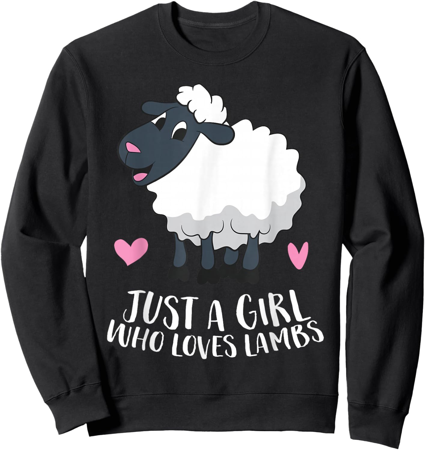 Just a Girl Who Loves Lambs Cute Sheep Girl Sweatshirt - Sweatshirt | Black