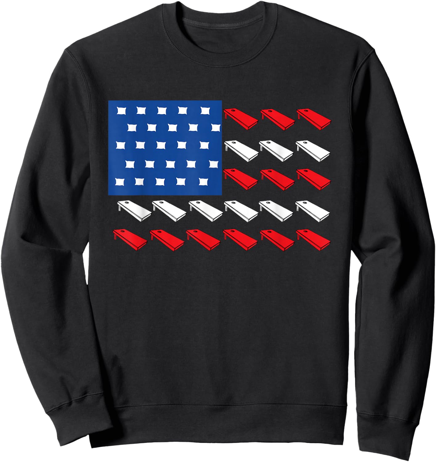 Cornhole American Flag For Player Drinking Team Men Sweatshirt - Sweatshirt | Black