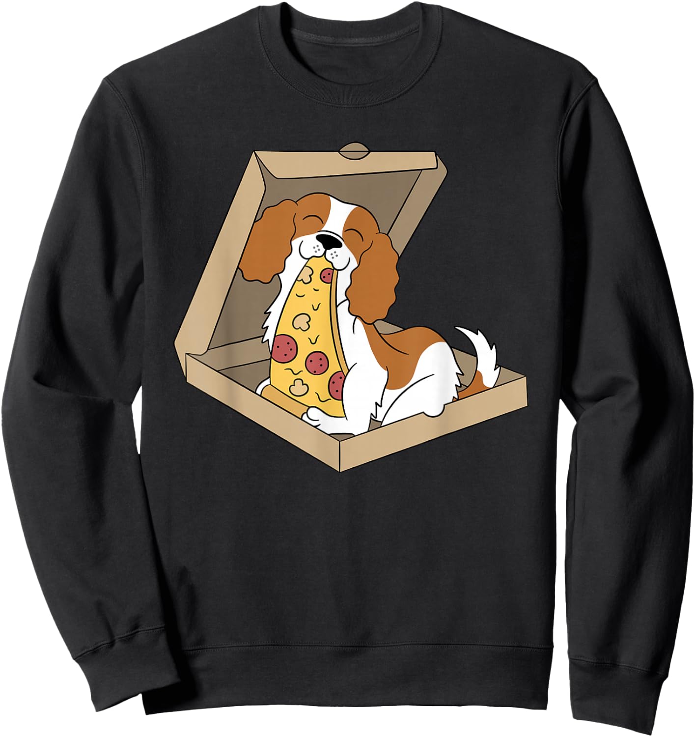 Cavalier King Charles Spaniel Pizza Food Funny Dog Women Girls Kids Sweatshirt - Sweatshirt | Black