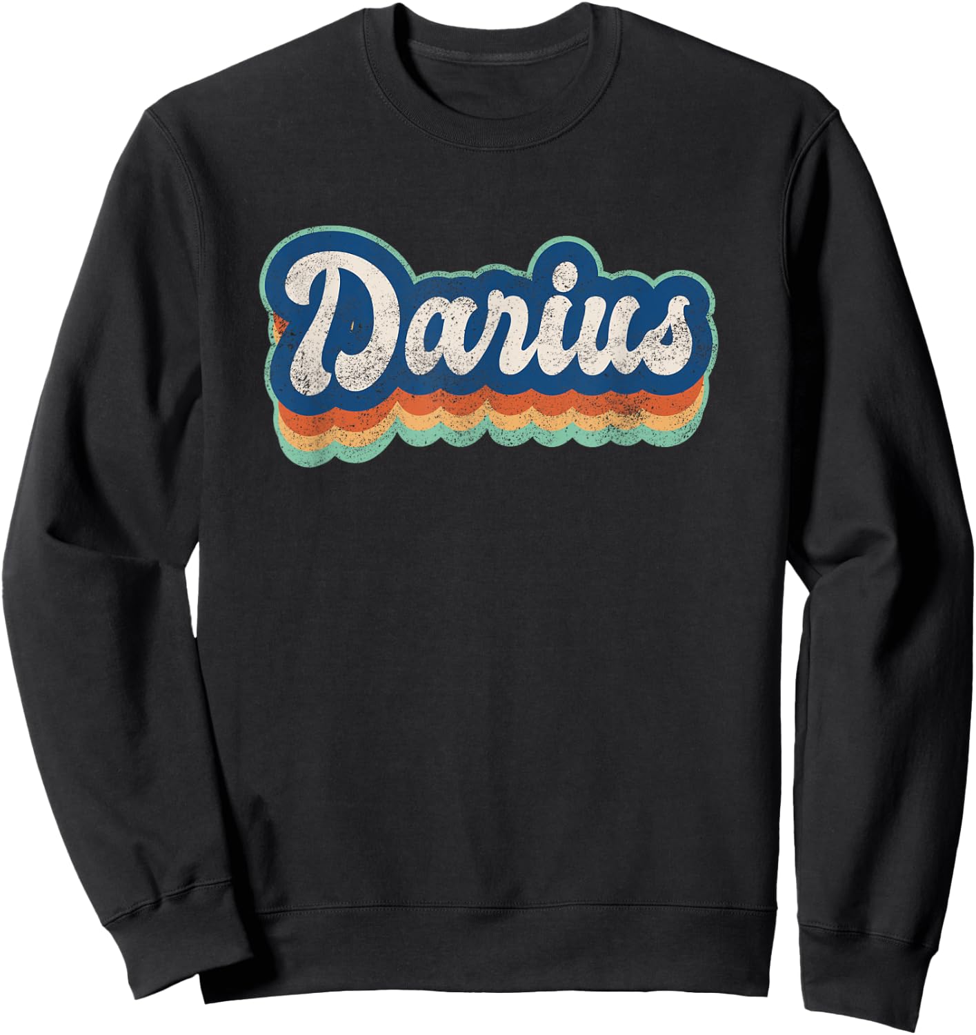 Darius First Name Boy Vintage Style 70s 80s Personalized Sweatshirt - Sweatshirt | Black