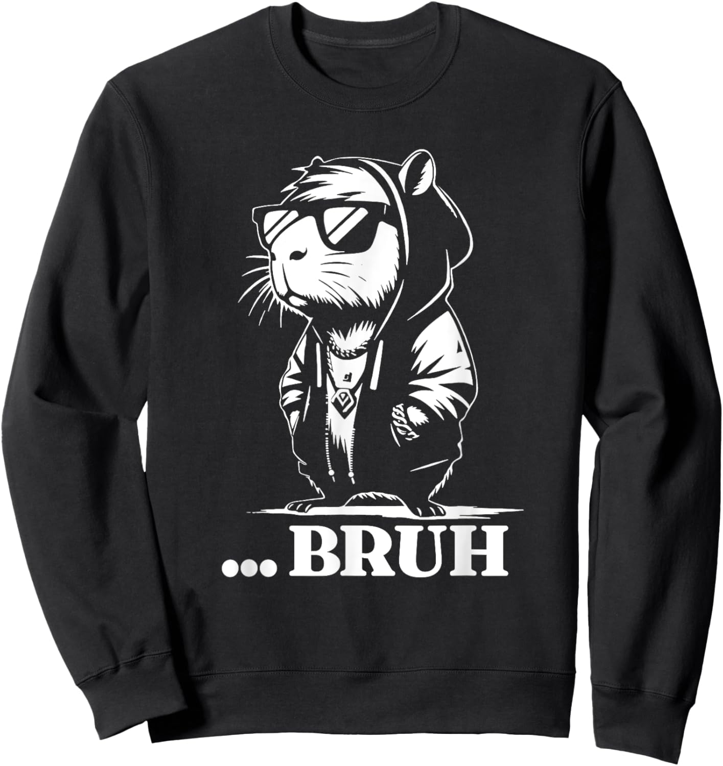 Funny Capybara Bruh Rodent in Teens Quote Kids Slang Sweatshirt - Sweatshirt | Black