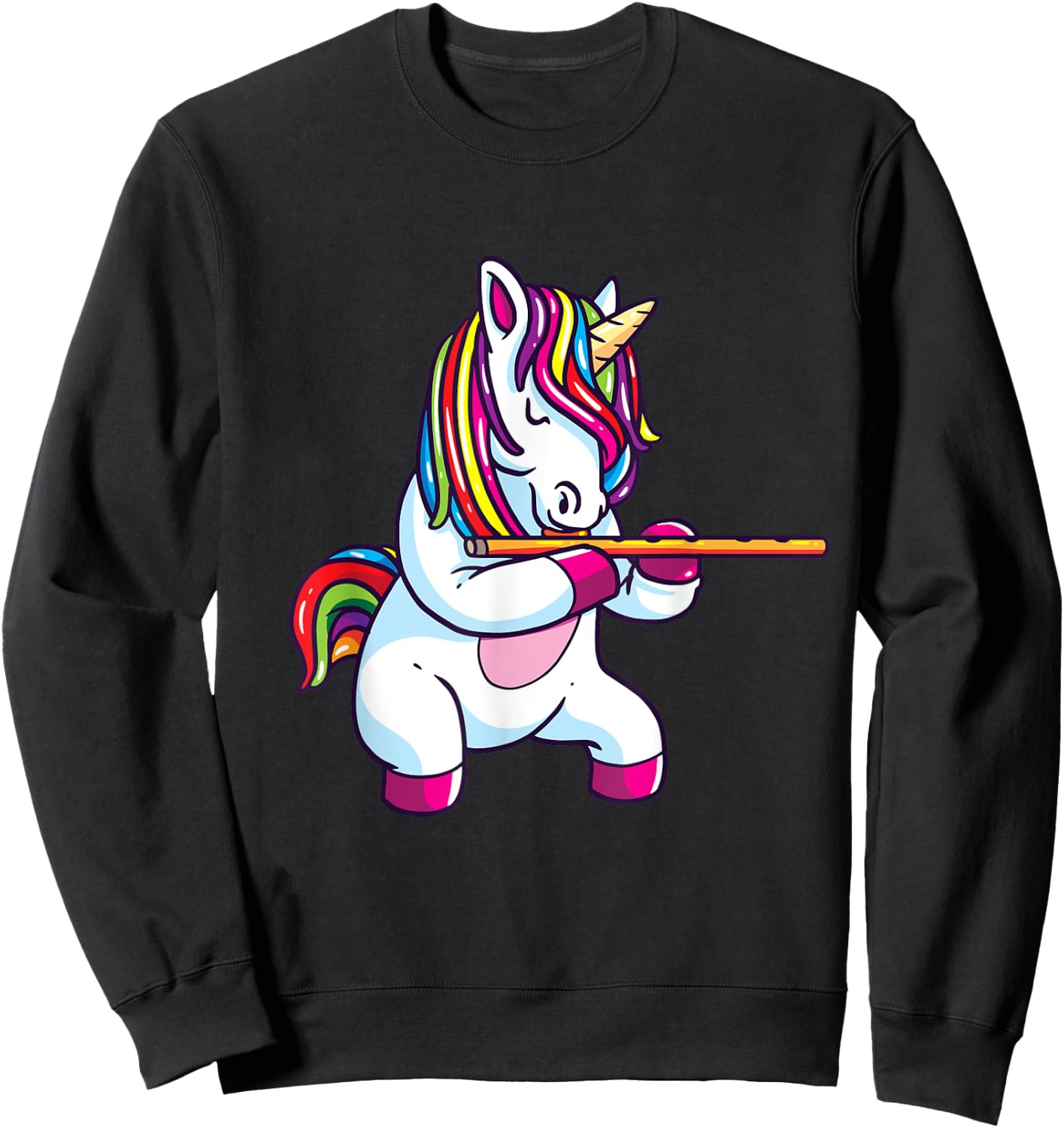 Flute Gift Shirt Marching Chapel Flute Unicorn Sweatshirt - Sweatshirt | Black