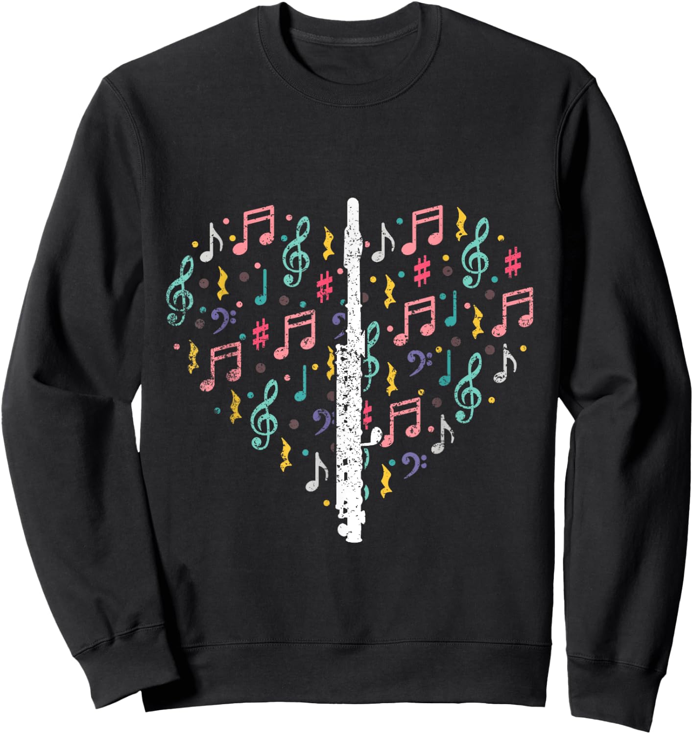 Musical Instruments Music Notes Lover Flute Sweatshirt - Sweatshirt | Black
