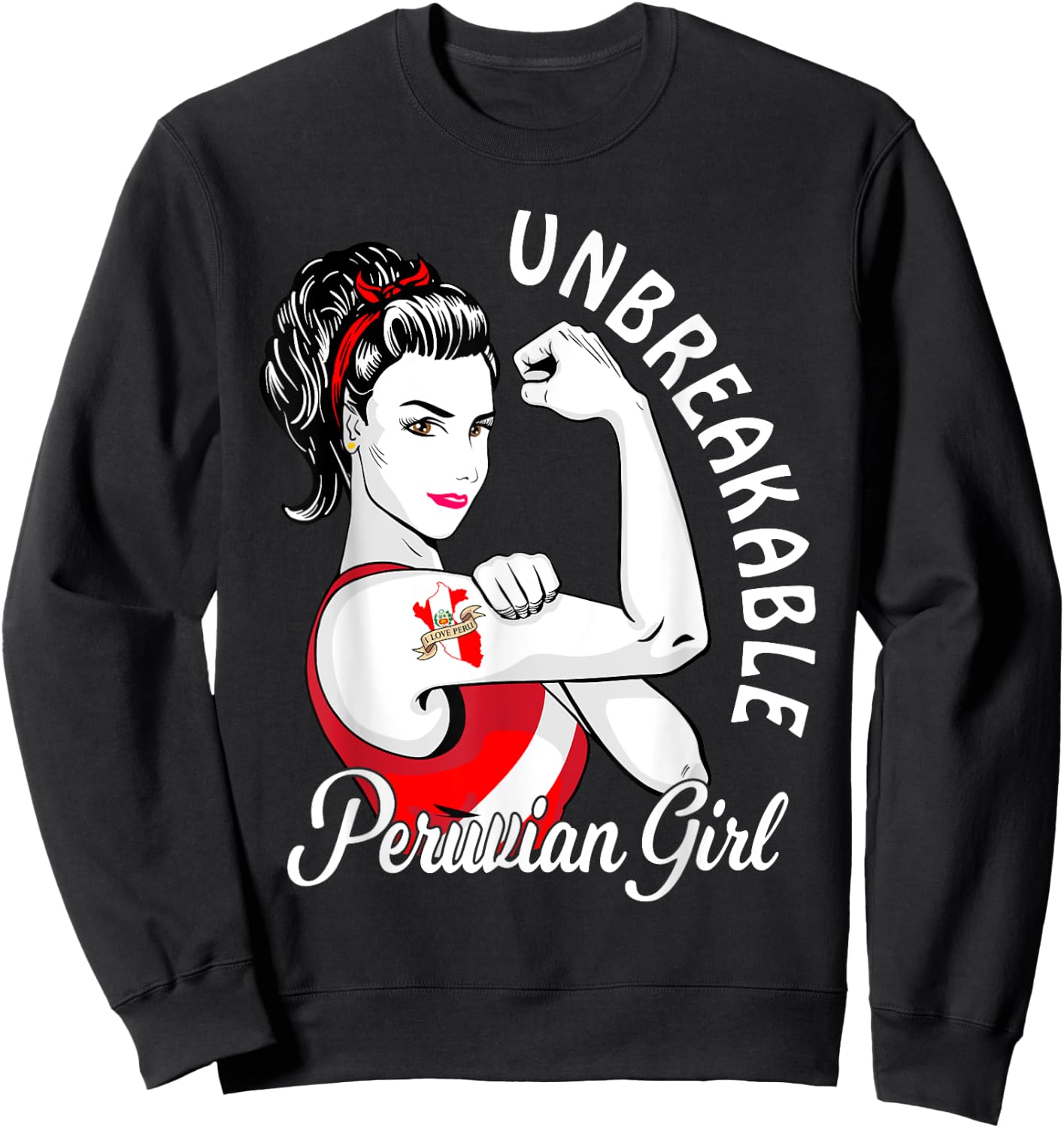 Peruvian Girl Heritage Peru Flag for Girls Women Gift Sweatshirt - Sweatshirt | Black