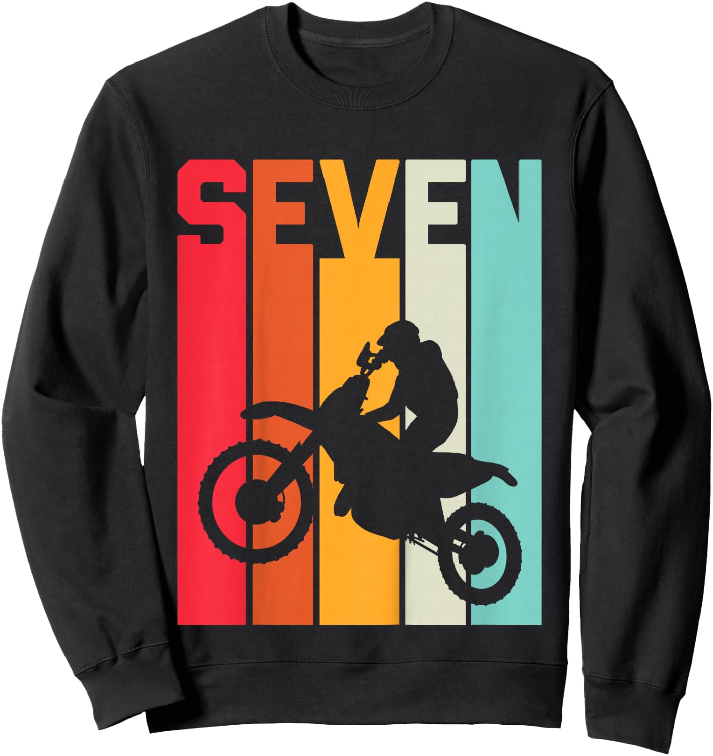 7th Birthday Retro Motocross 7 Years Boys Girl Dirt Bike Sweatshirt - Sweatshirt | Black