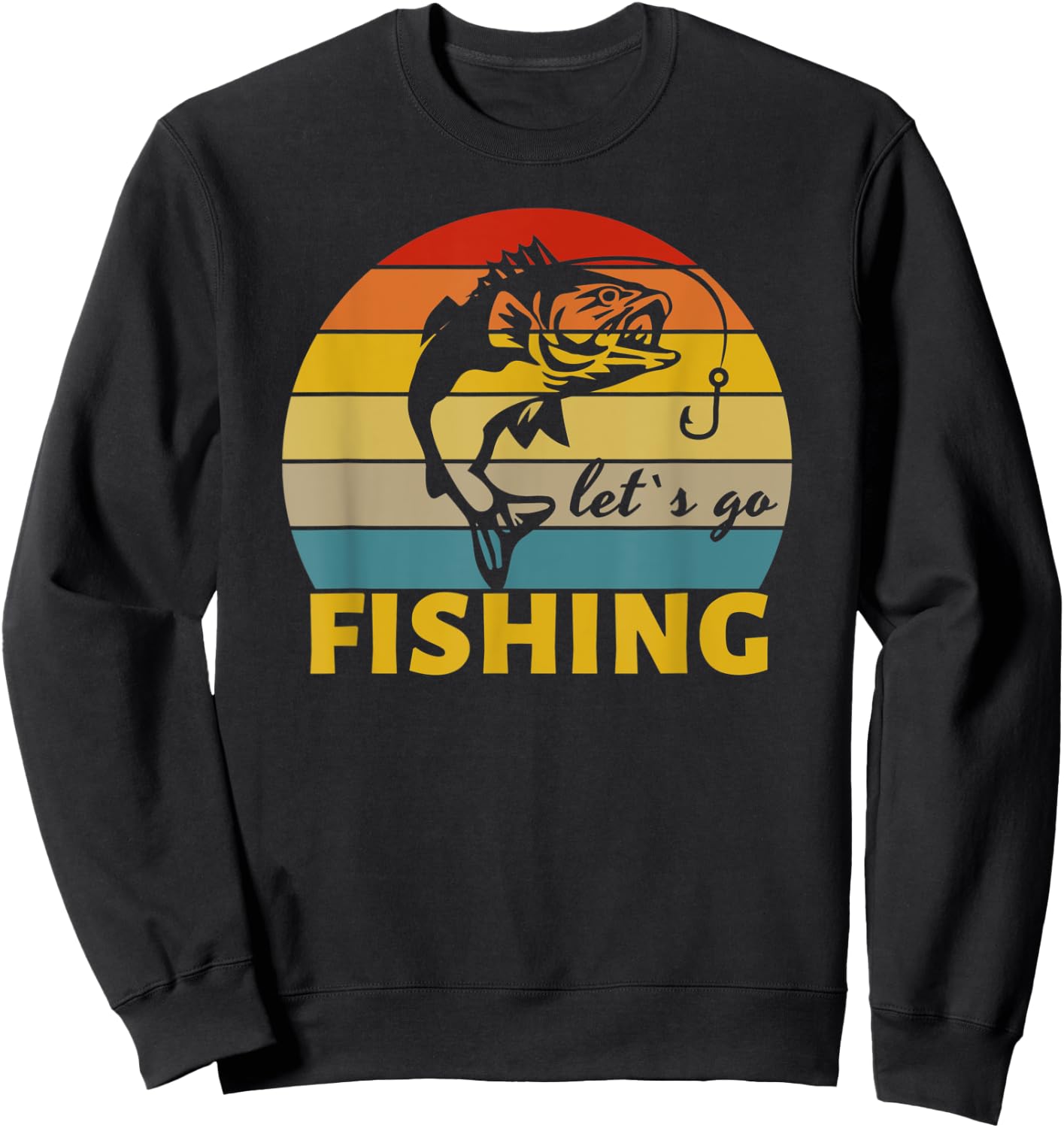 Fishing Distressed Shirt Let`s Go Fishing - Fishing Sweatshirt - Sweatshirt | Black