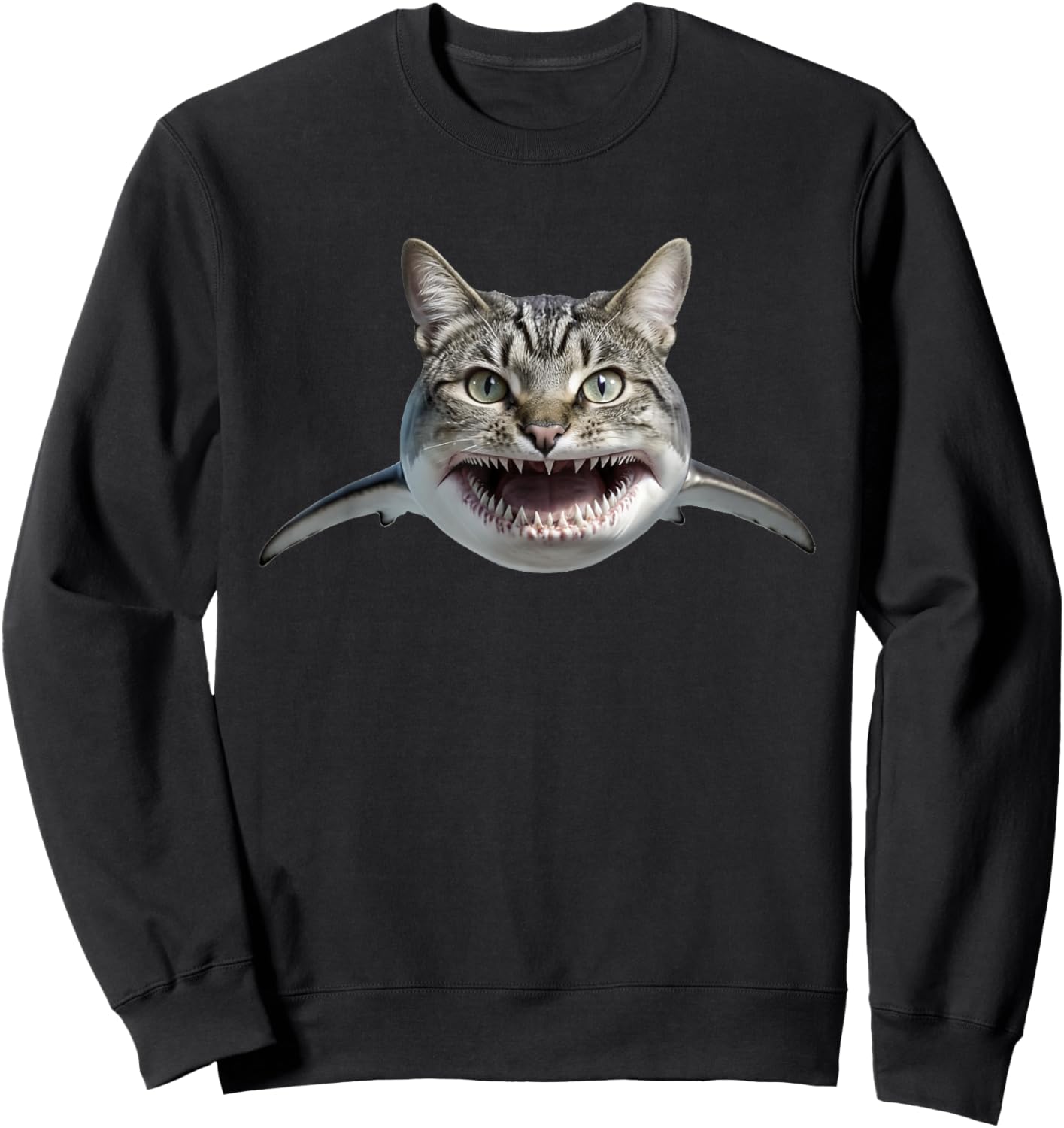 Catshark, silly cat shark face, funny sea monster Women Kids Sweatshirt - Sweatshirt | Black