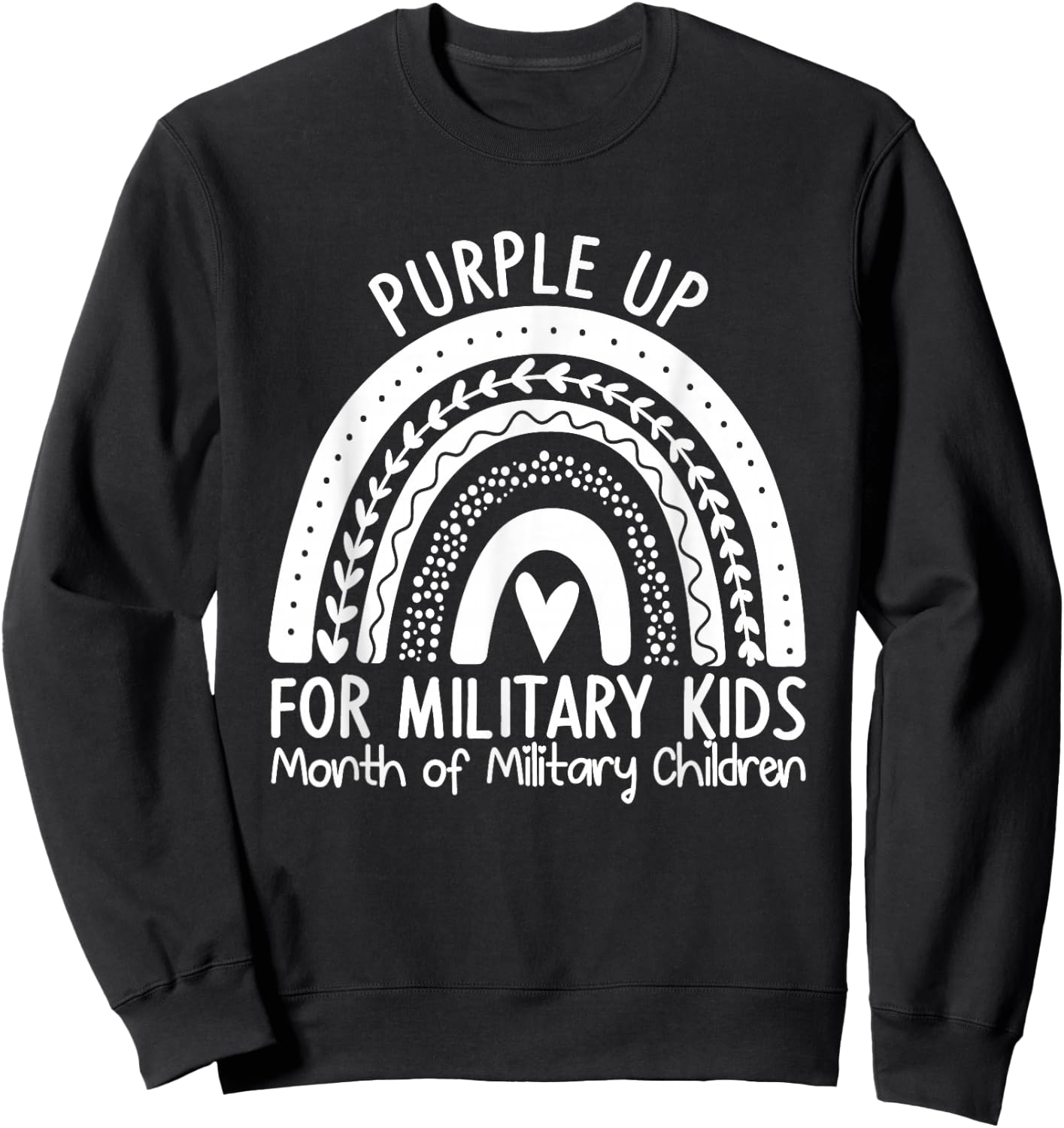 Purple Up for Military Kids Month Military Child Rainbow Sweatshirt - Sweatshirt | Black