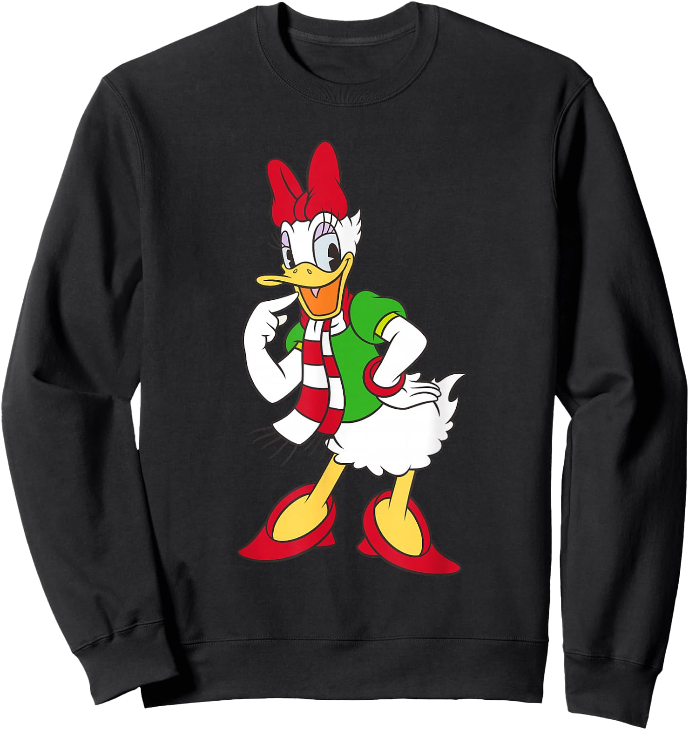 Disney Daisy Duck Red and Green Holiday Sweatshirt - Sweatshirt | Black