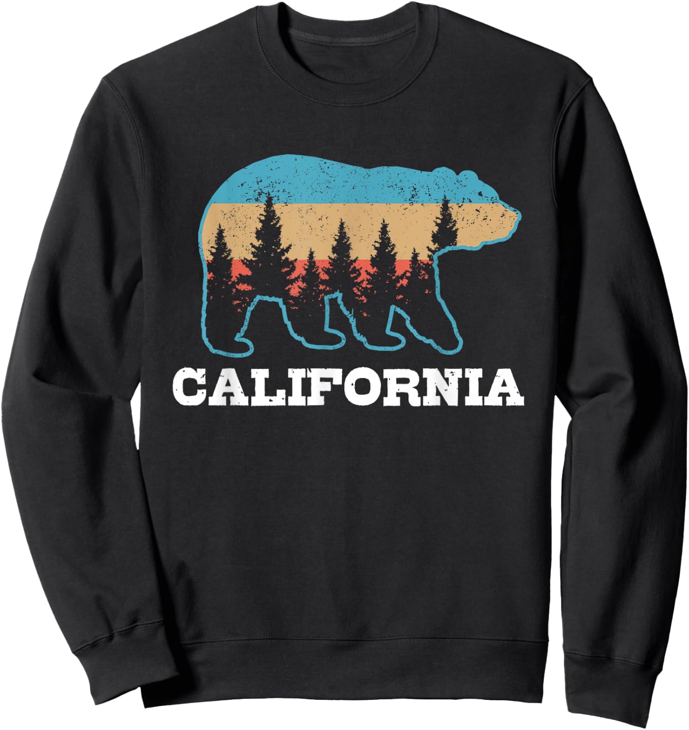 Vintage California Retro Bear Grizzly Nature Souvenir Sweatshirt - Sweatshirt | Black