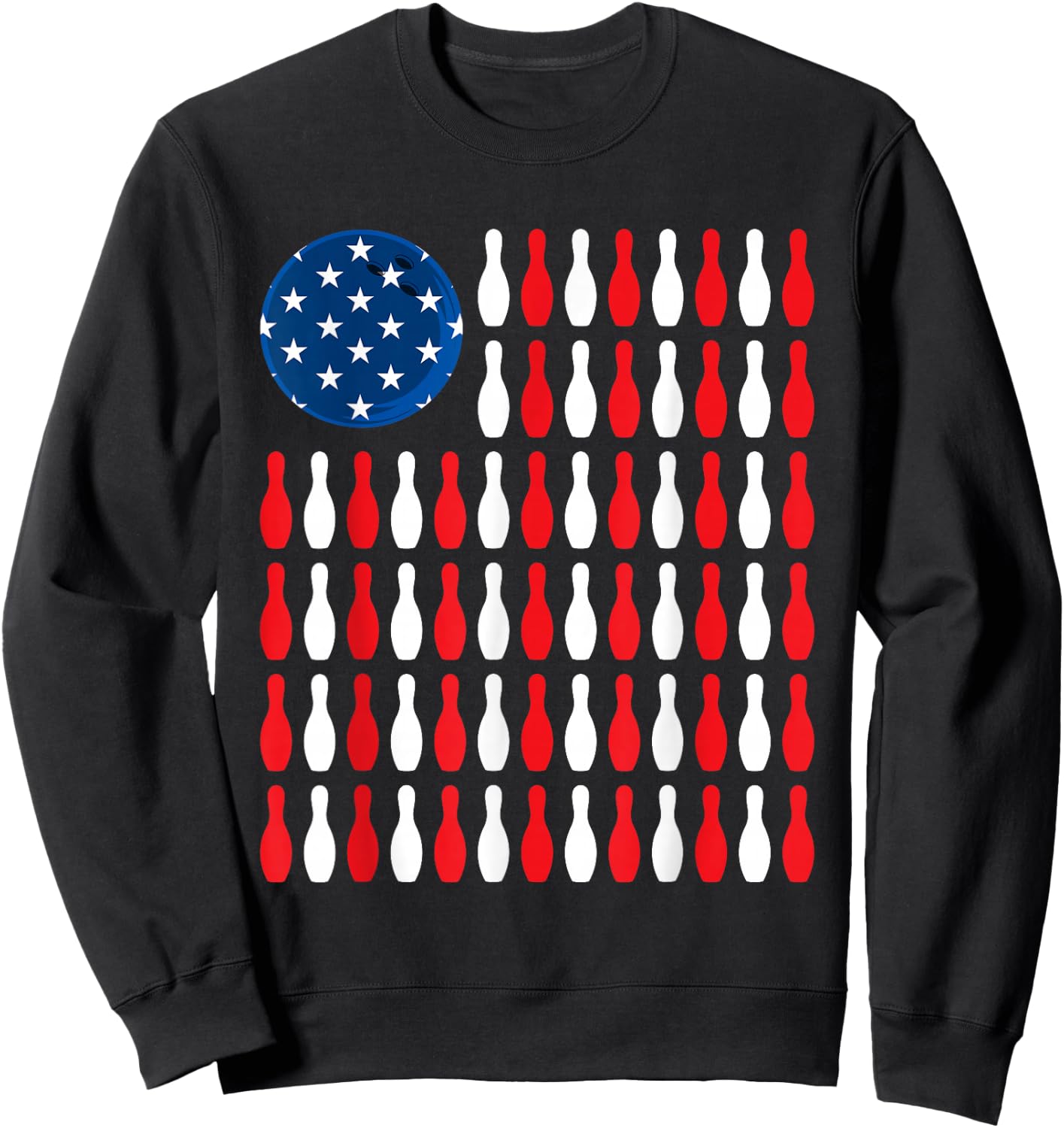American Flag - Patriotic Bowler & Bowling Small Sweatshirt - Sweatshirt | Black