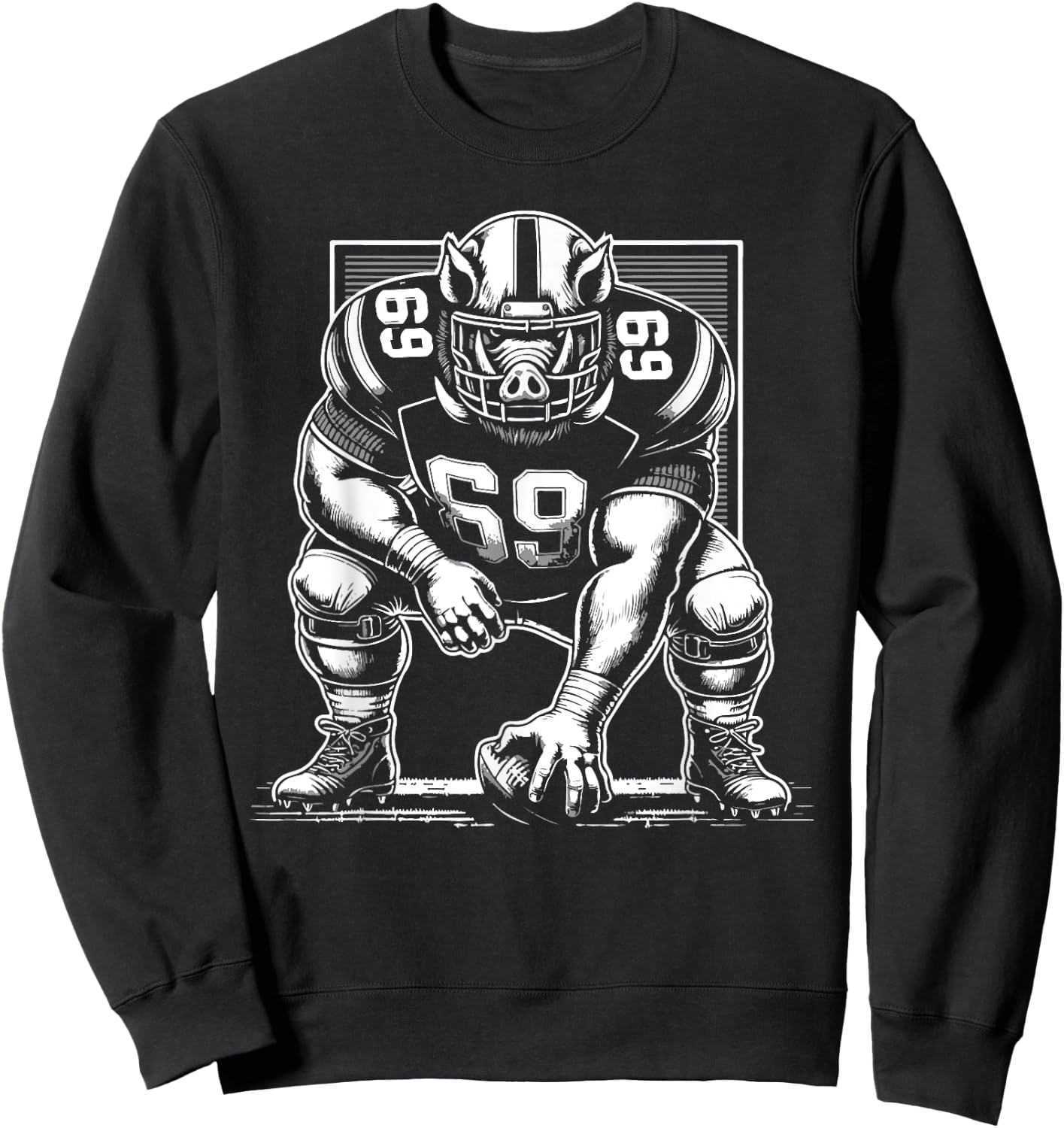 Awesome Hog Offensive Lineman Pig Line Center Football Sweatshirt - Sweatshirt | Black