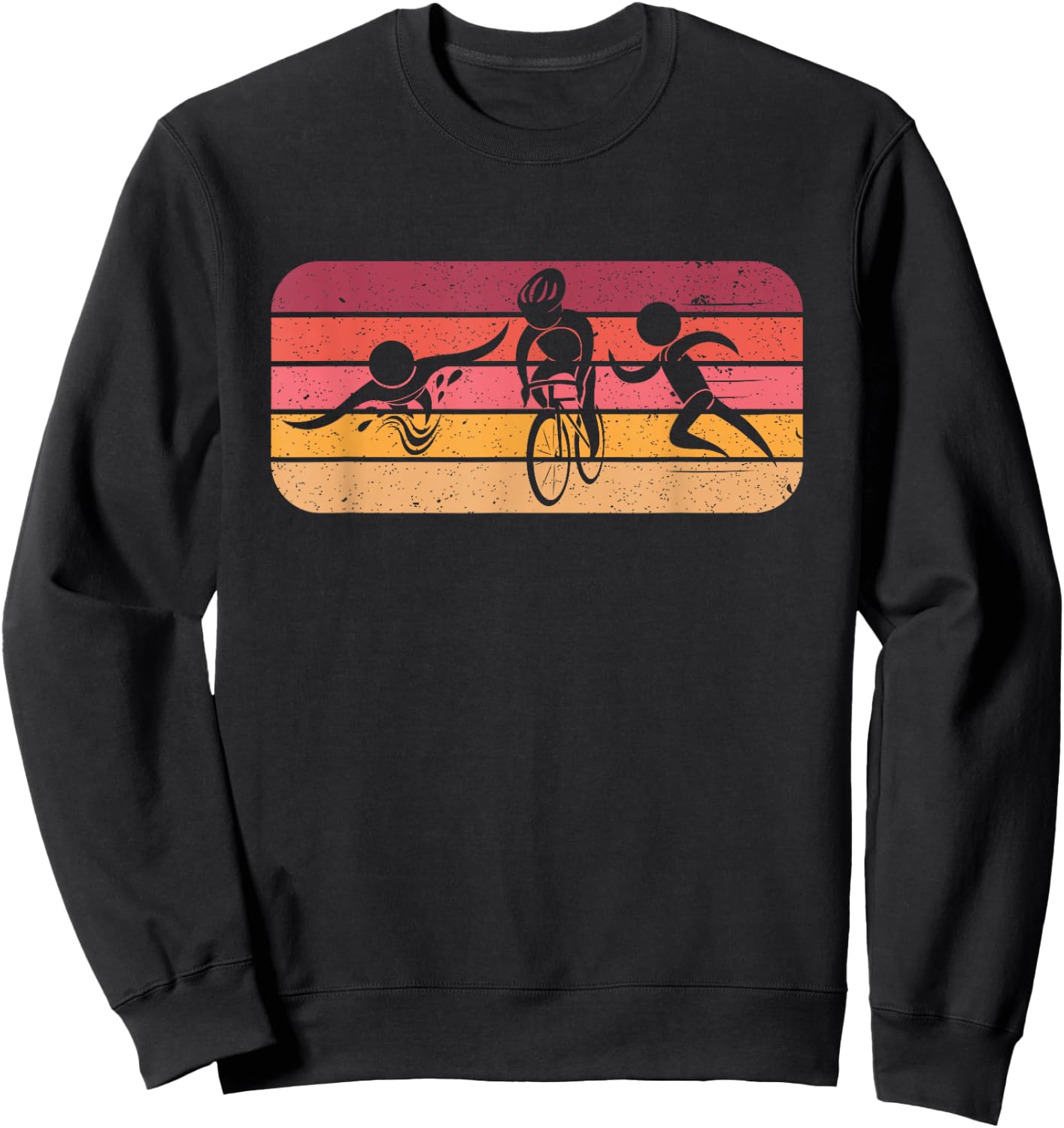 Retro Sports Gift Swim Bike Run Triathlon Sweatshirt - Sweatshirt | Black
