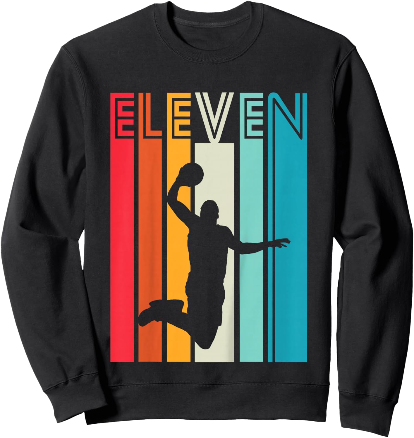 11th Birthday Basketball Lover Gift 11 Years Old Retro Sweatshirt - Sweatshirt | Black