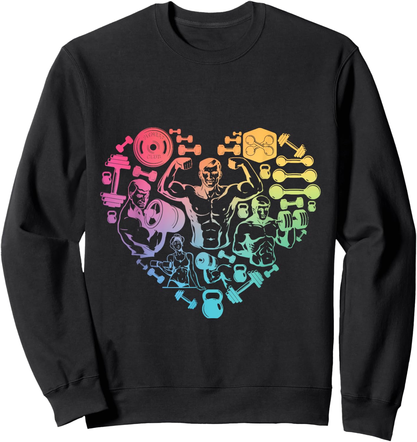 finess gym heart love Weight lifter Gym T Shirt Body Builder Sweatshirt - Sweatshirt | Black