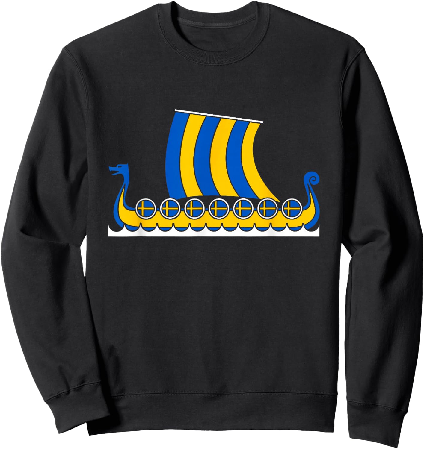 Swedish Viking Ship Sverige Sweden Flag Dragon Boat Viking Sweatshirt - Sweatshirt | Black