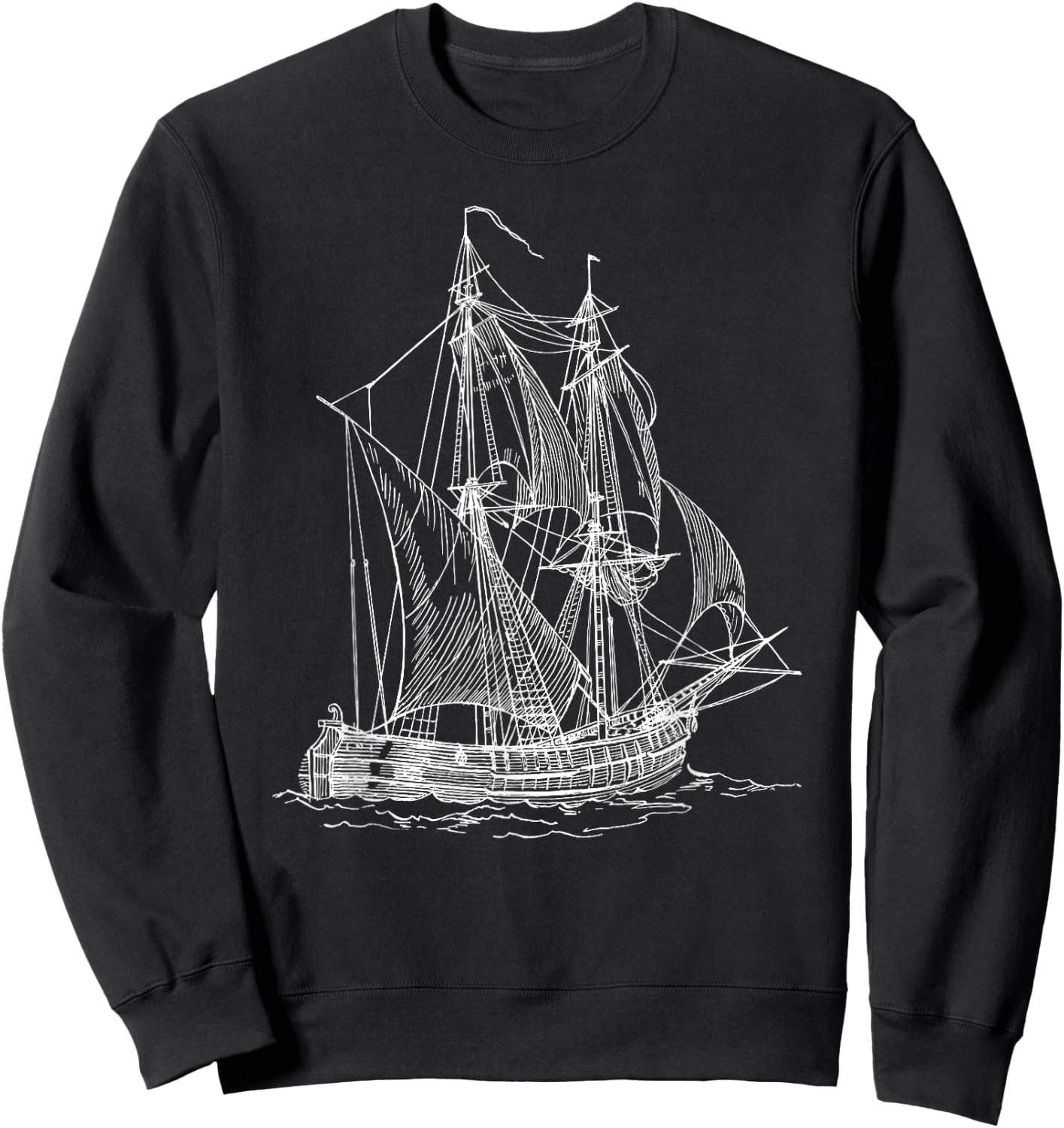 Vintage Sailboat Ship Nautical Yacht Gift travel lovers Sweatshirt - Sweatshirt | Black