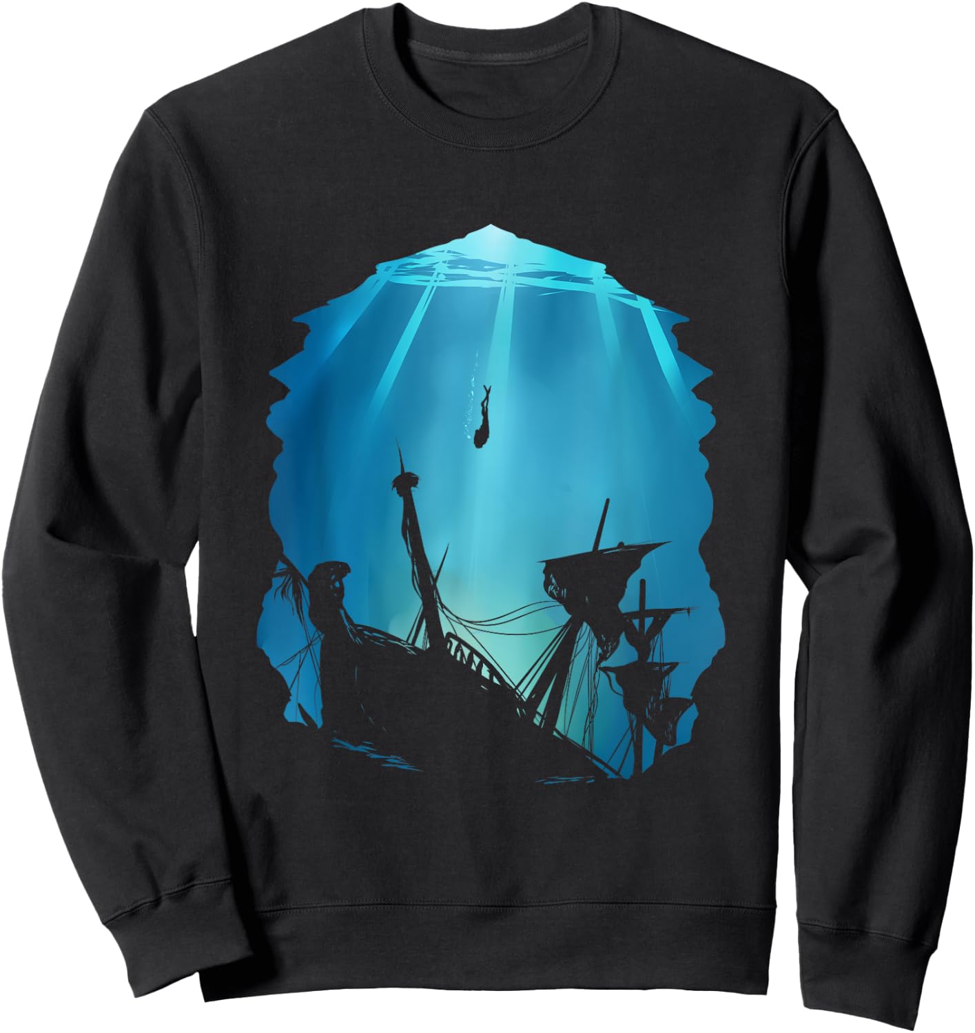 Wreck Diving for Diver Scuba Diving Underwater Shipwreck Sweatshirt - Sweatshirt | Black