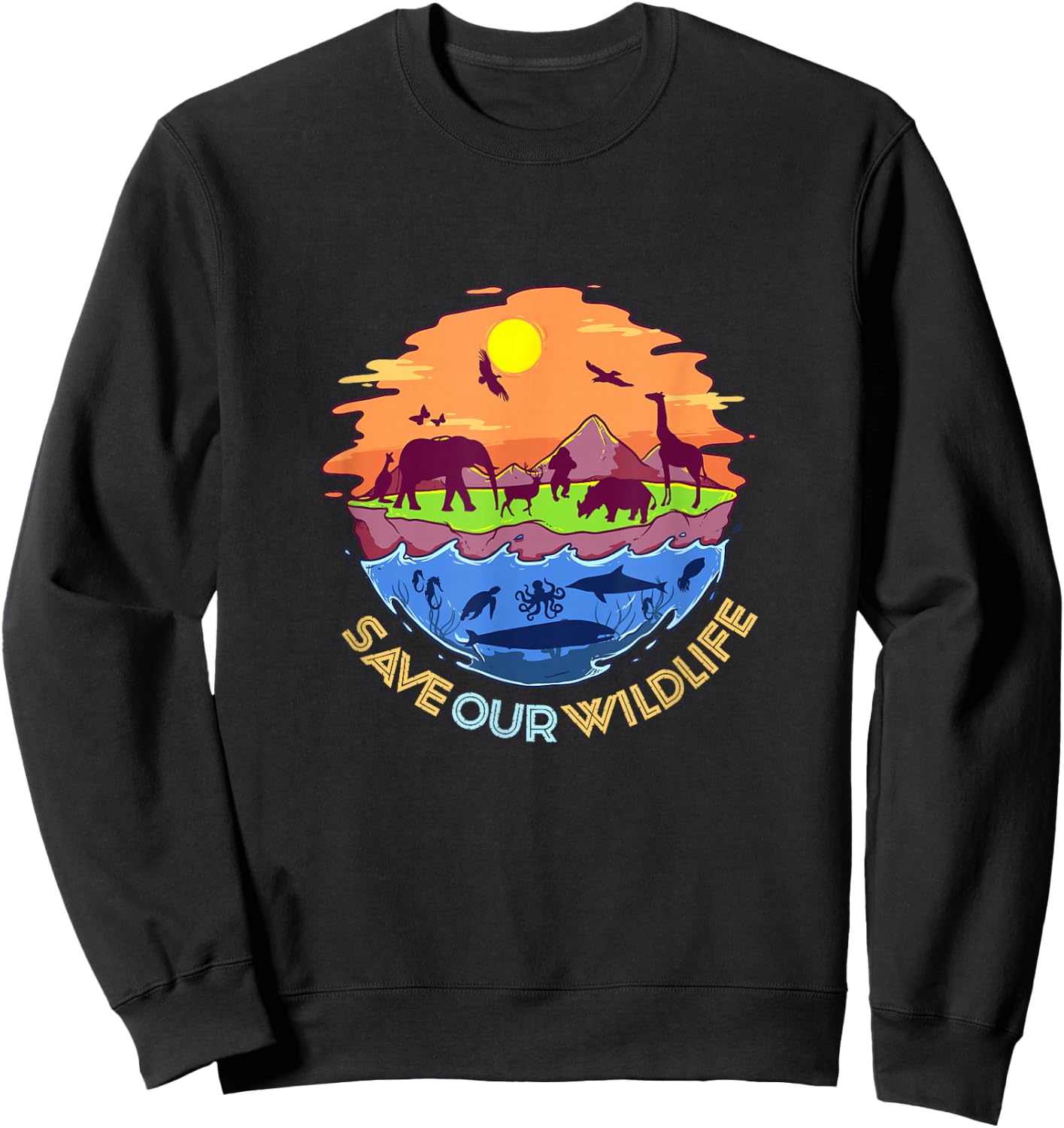 Wowsome! Save our Wildlife – World Wildlife Day , Small, Black Sweatshirt - Sweatshirt | Black