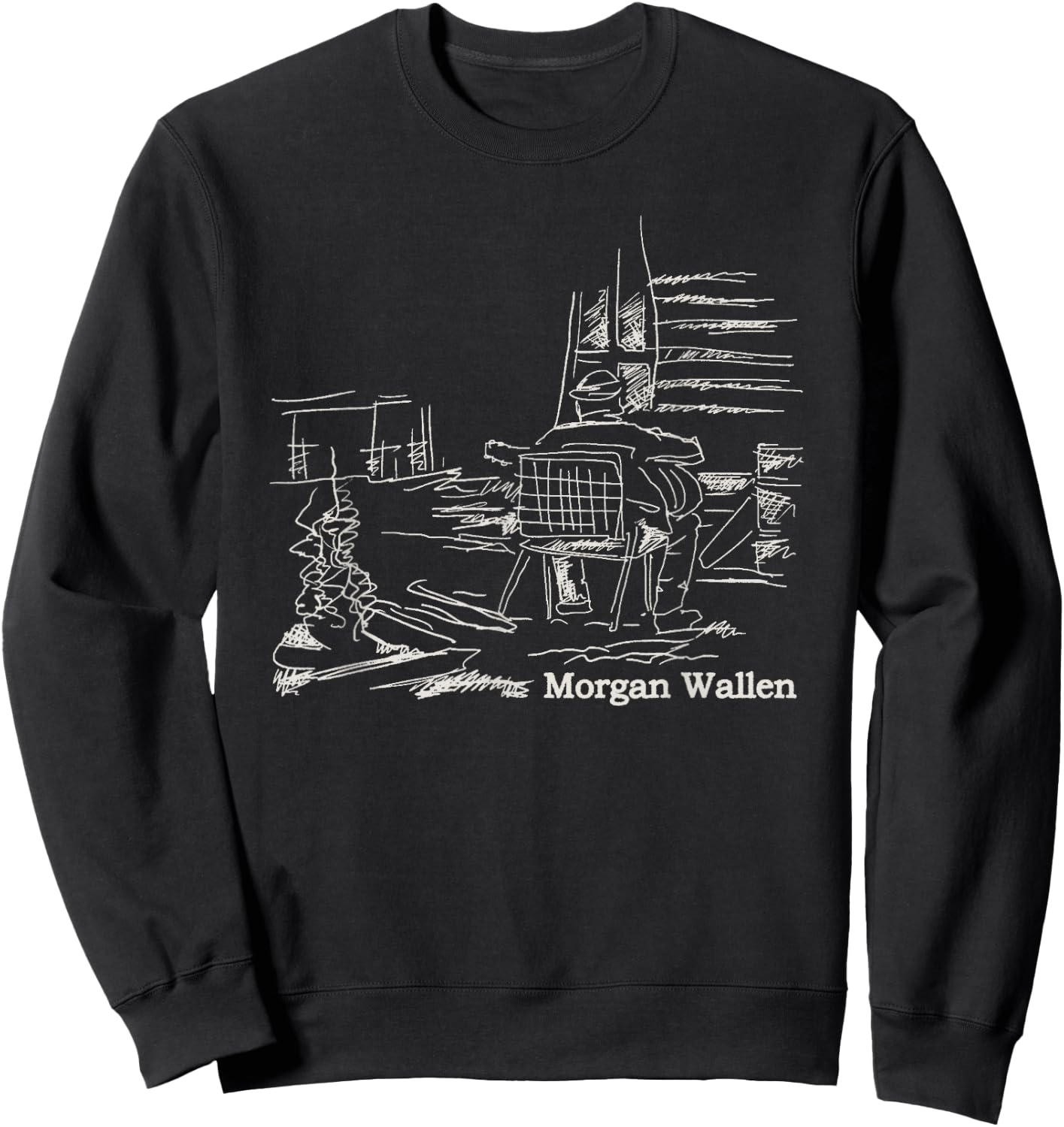 Official Morgan Wallen Illustrated Sweatshirt - Sweatshirt | Black