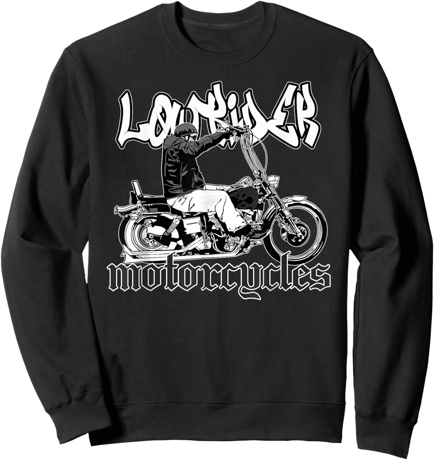 Chicano Biker. Latino Cholo Motorcycles, Vicla Lowrider Sweatshirt - Sweatshirt | Black
