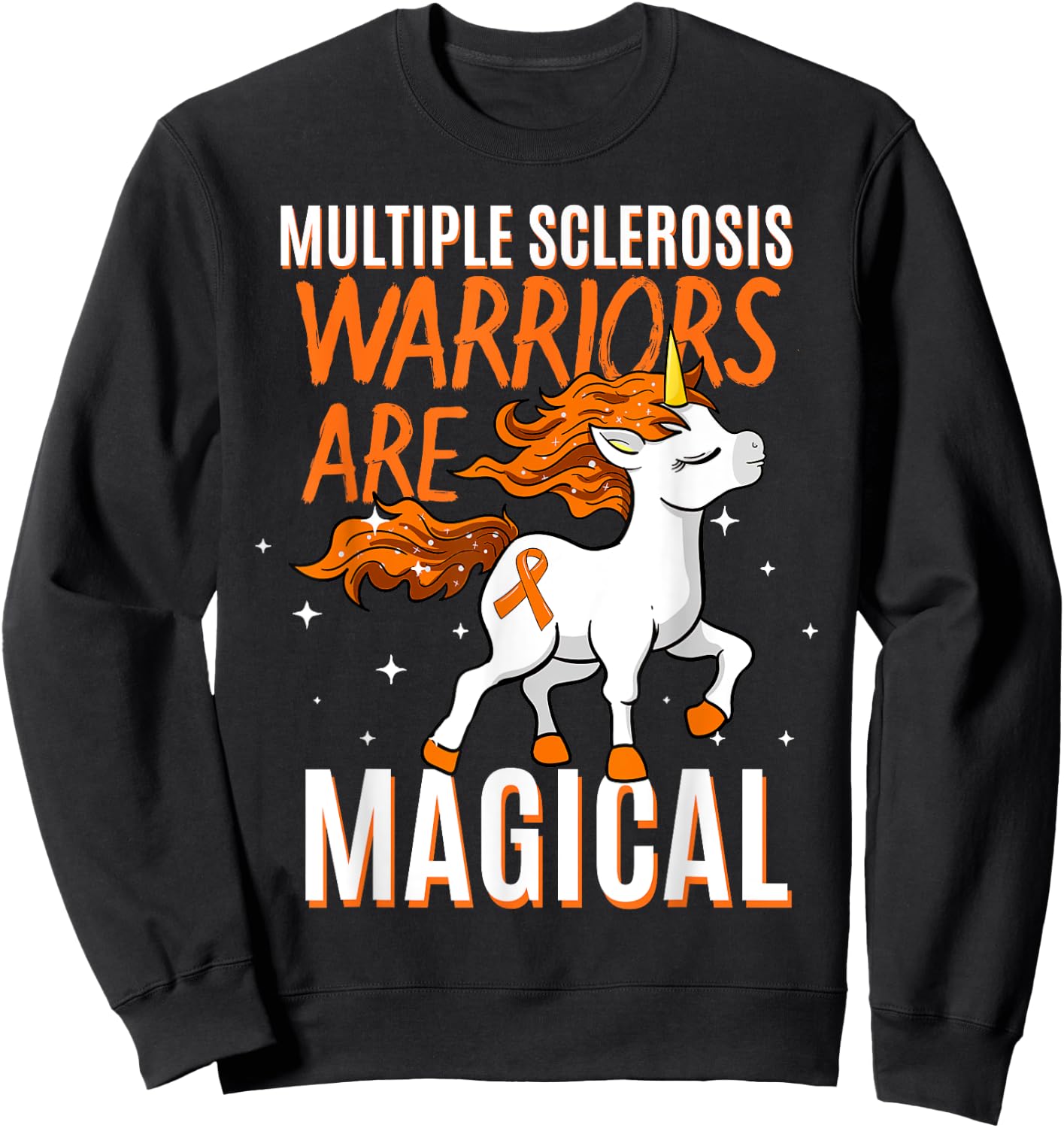 Niedliche Multiple Sklerose Awareness Kleidung Women's Graphic Black Small Classic Fit Short Sleeve Multiple Sclerosis Warriors Are Magical Unicorn Graphic Sweatshirt - Sweatshirt | Black
