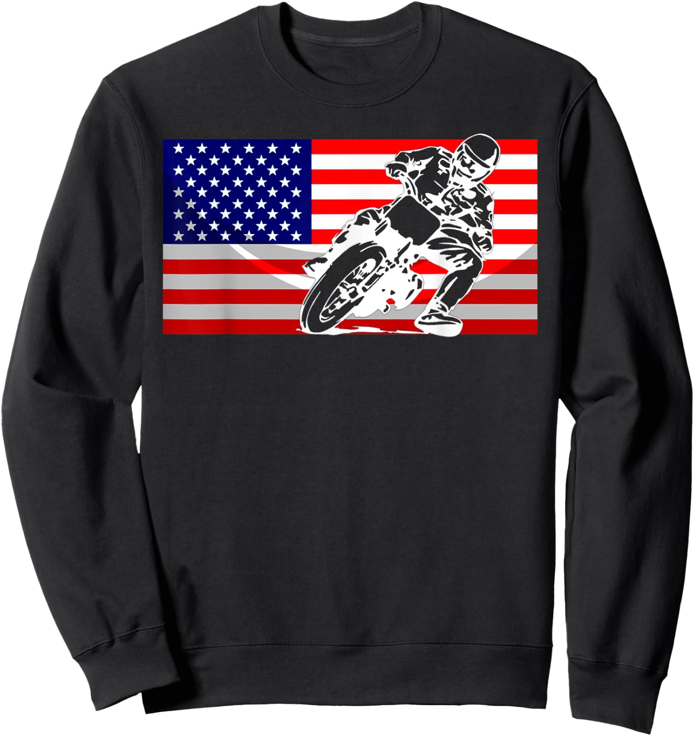 Funny American Flat Track Motorcycle Gift Cool Bike Rider Sweatshirt - Sweatshirt | Black
