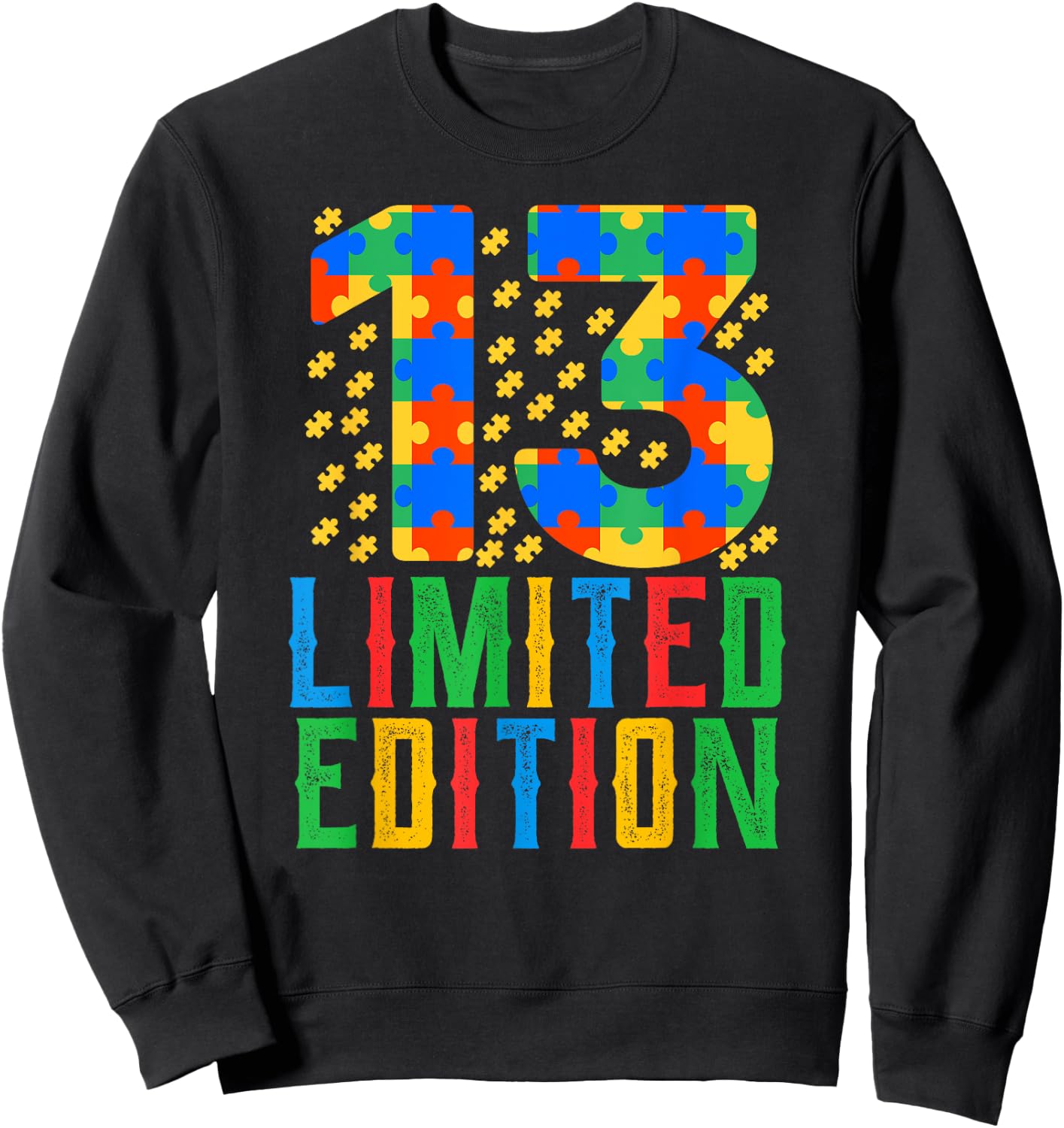 Birthday Boy Girl 13 Year Old Autism Awareness Teenage Gift Sweatshirt - Sweatshirt | Black