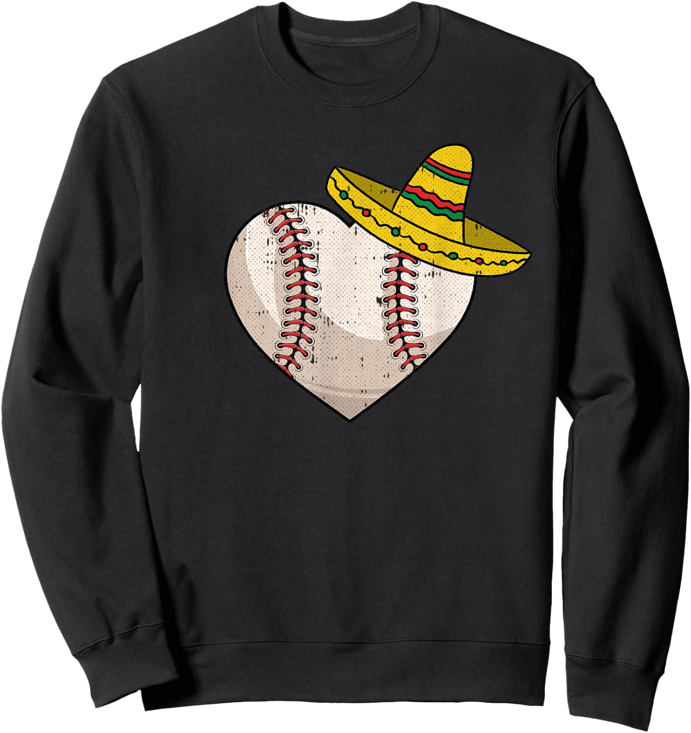 Baseball Heart Cinco De Mayo Funny Sport Sombrero Mexican Sweatshirt - Sweatshirt | Black
