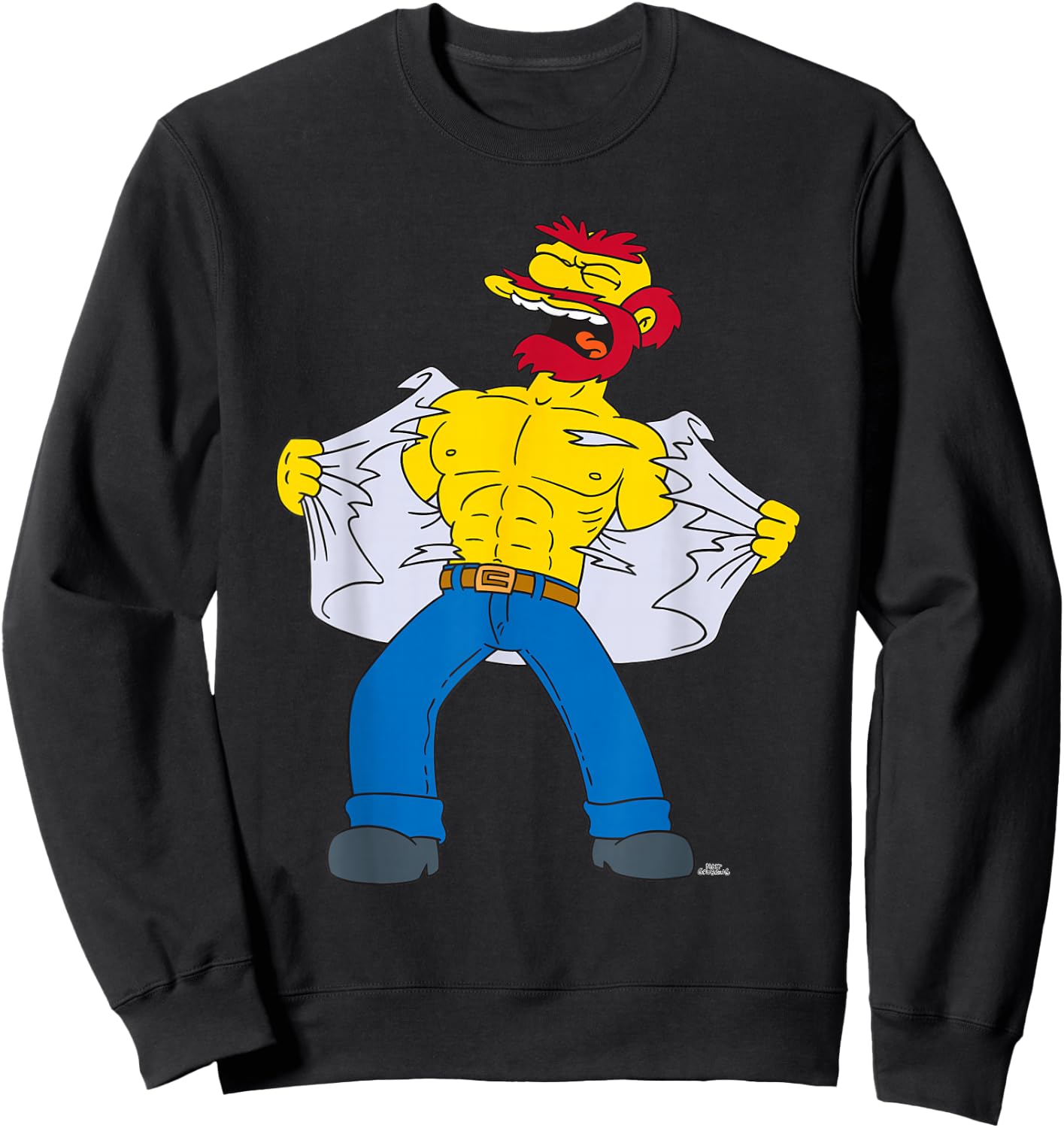 The Simpsons Groundskeeper Willie Tears Off Shirt Sweatshirt - Sweatshirt | Black