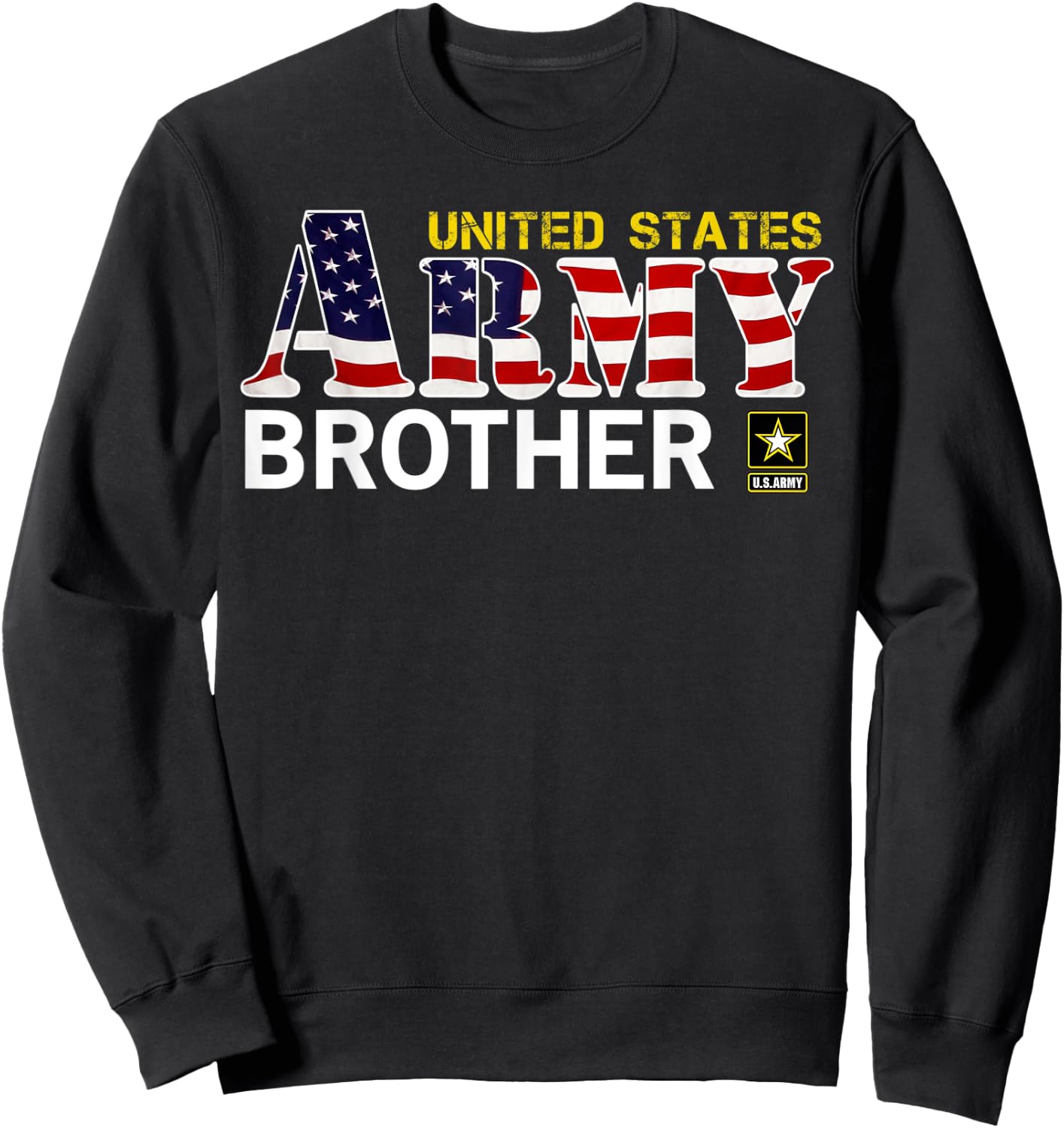 United States Army Brother With American Flag Gift Veteran Women Kids Men Sweatshirt - Sweatshirt | Black