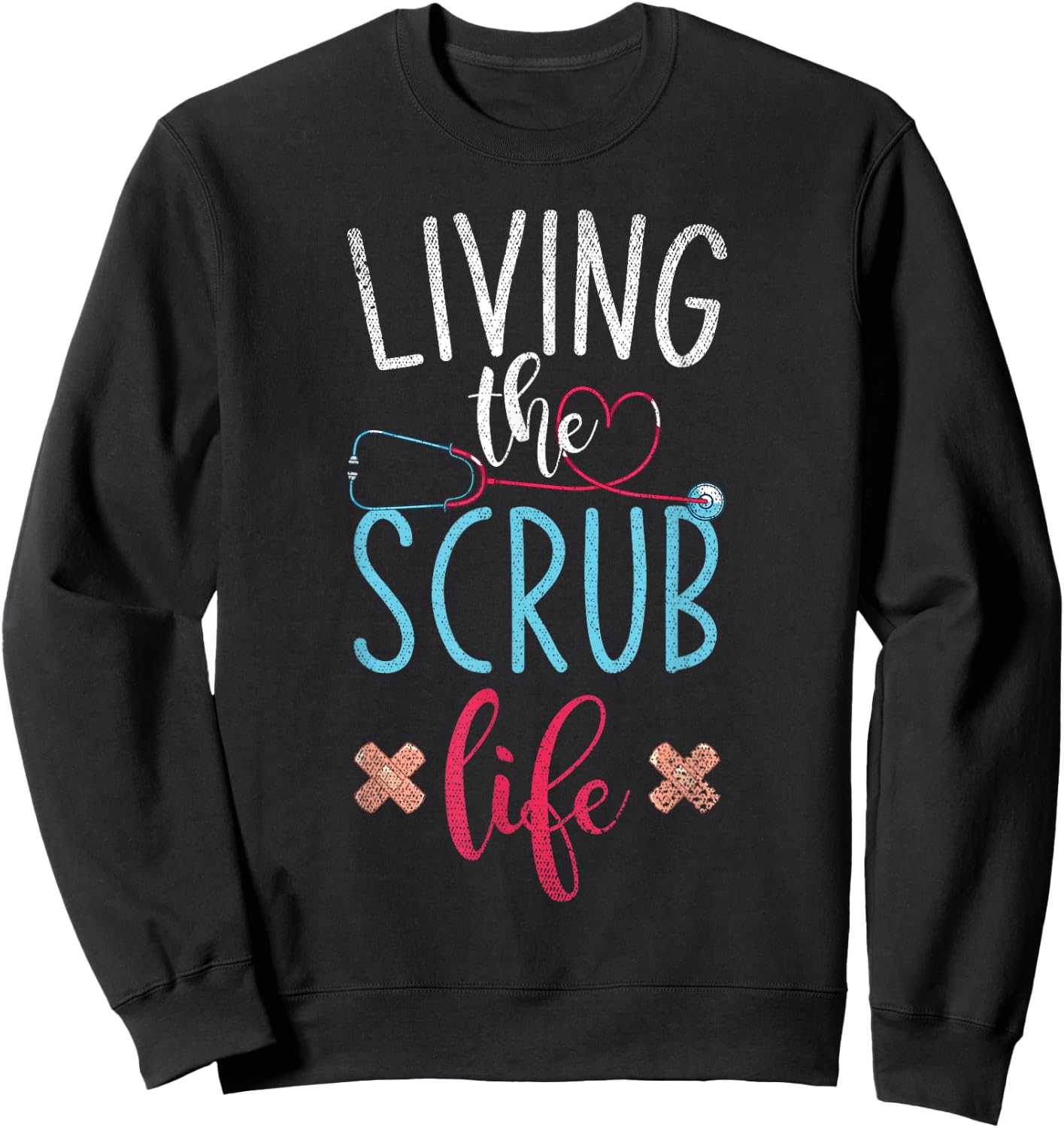 Stethoscope Heart Medical Nursery Nursing Bandaids Nurse Sweatshirt - Sweatshirt | Black