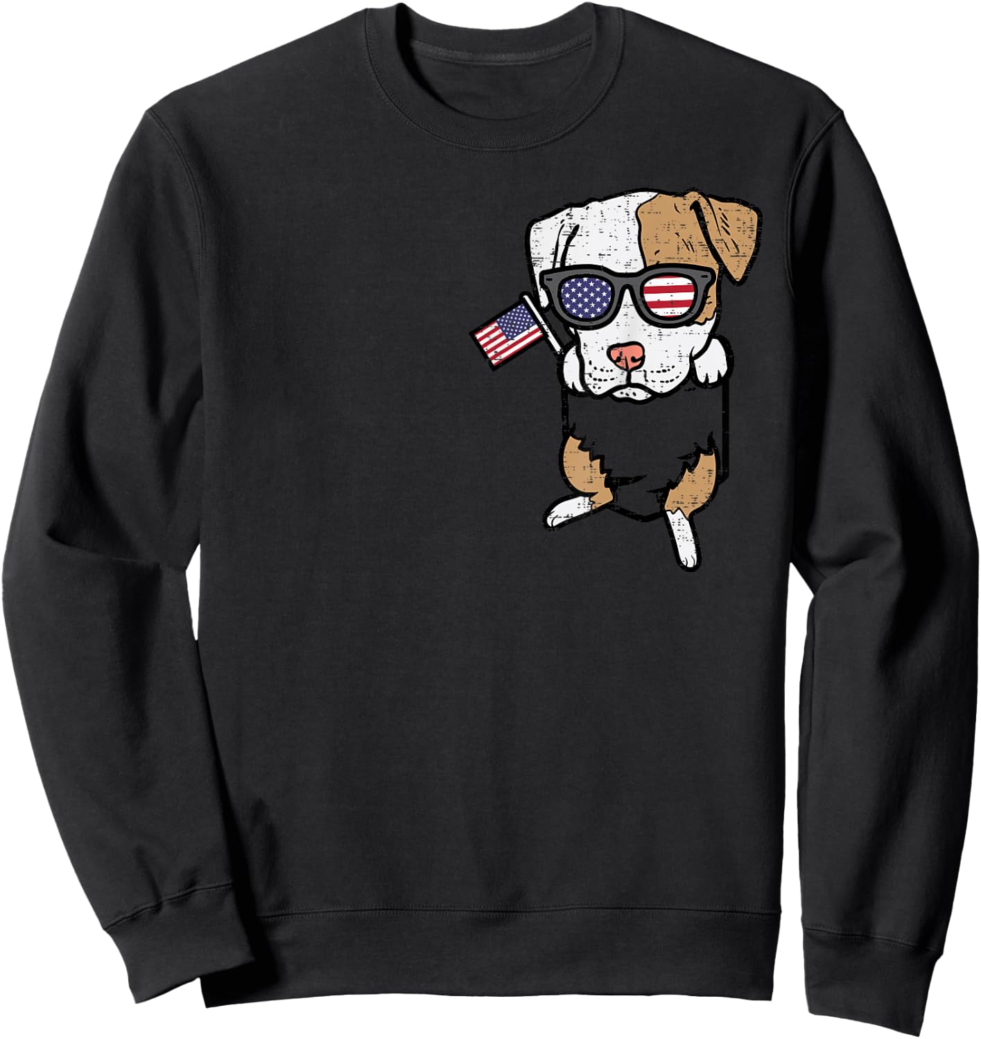 Pitbull Pocket Cute Pit American USA 4th Of July Fourth Dog Sweatshirt - Sweatshirt | Black