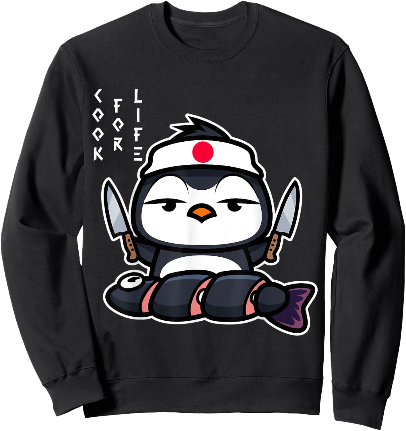 Japanese Penguin Cook Asian Food Funny Sweatshirt - Sweatshirt | Black