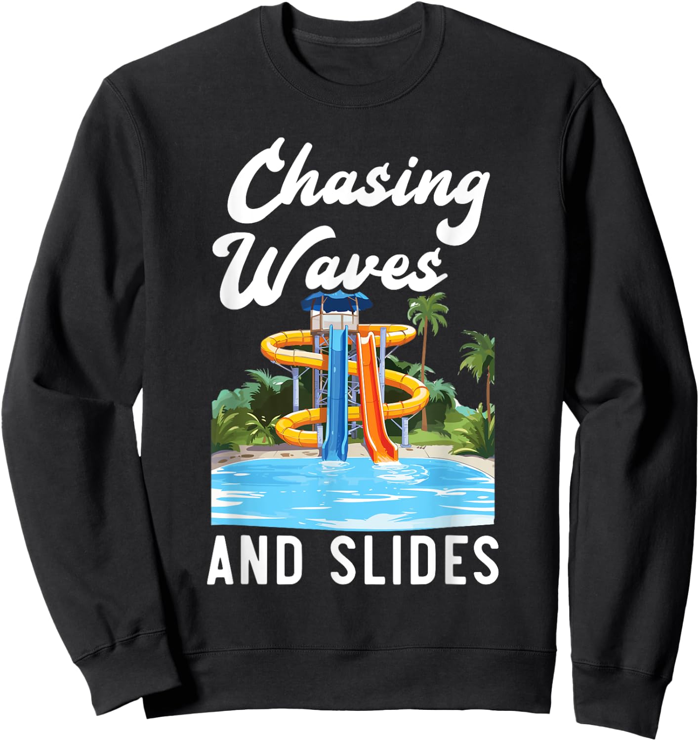 Water Slide Aquatic Park Swimming Pool Splash Summer Women Kids Sweatshirt - Sweatshirt | Black