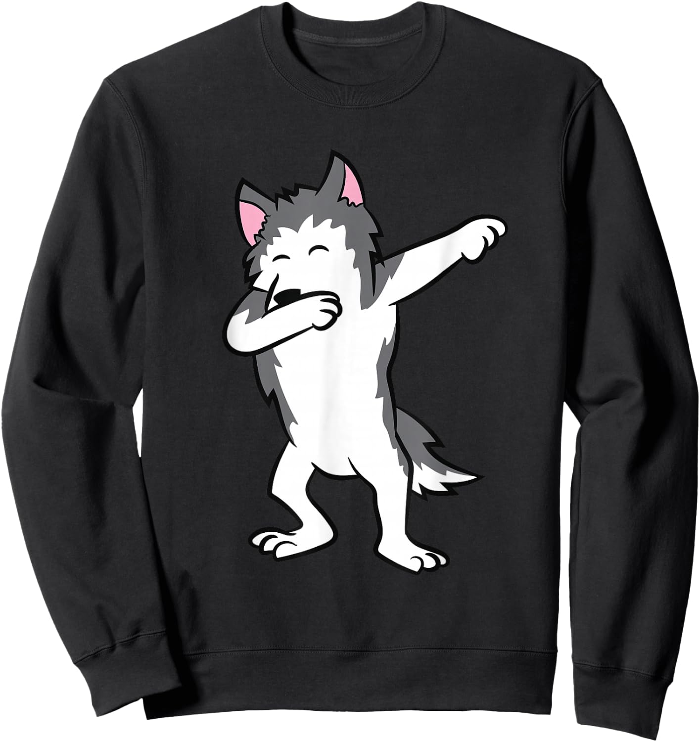 Cute Dabbing Husky Dog Love Huskies Kids Husky Sweatshirt - Sweatshirt | Black
