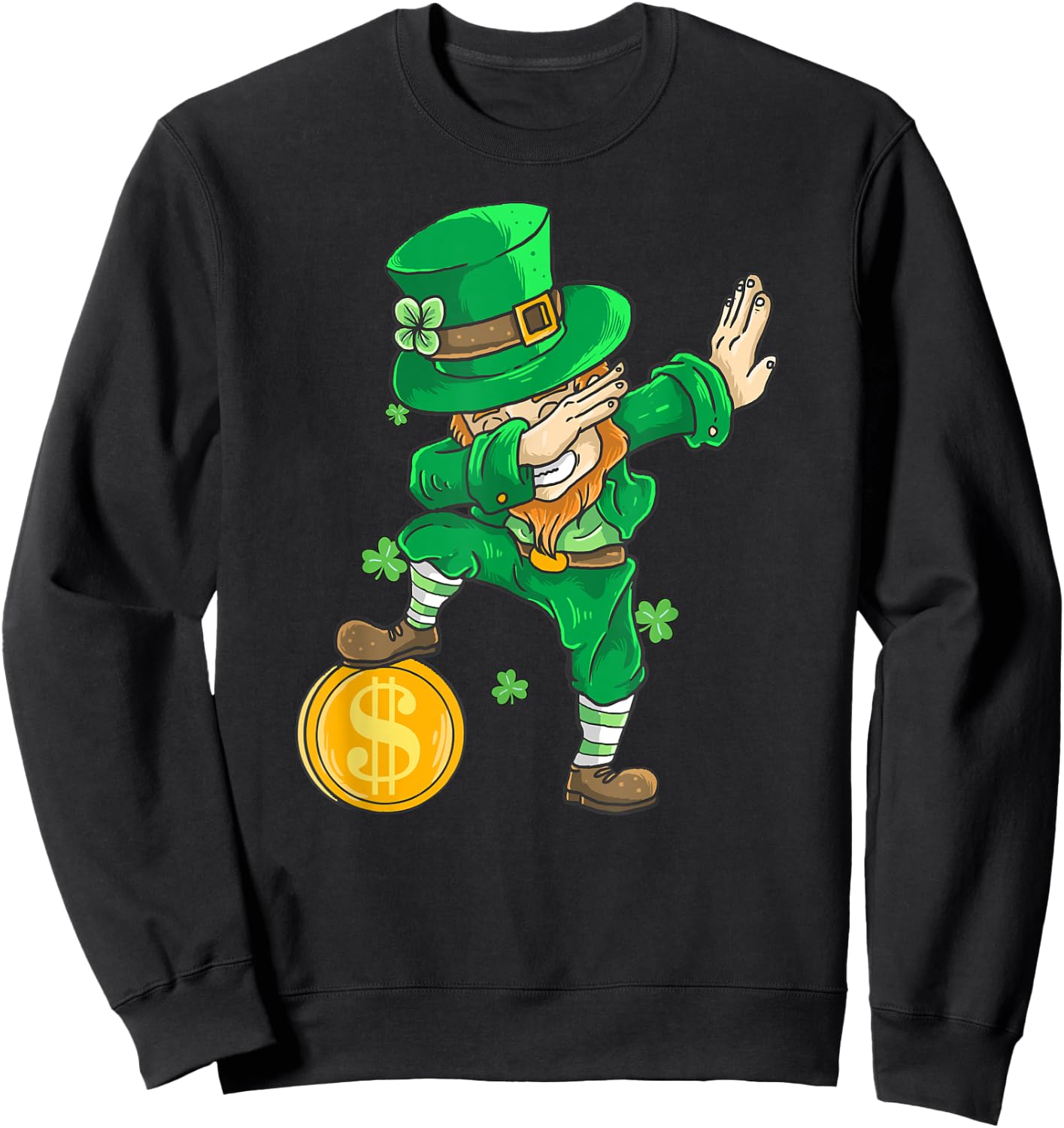 St Patricks Day Dabbing Leprechaun Kids Dab Sweatshirt - Sweatshirt | Black