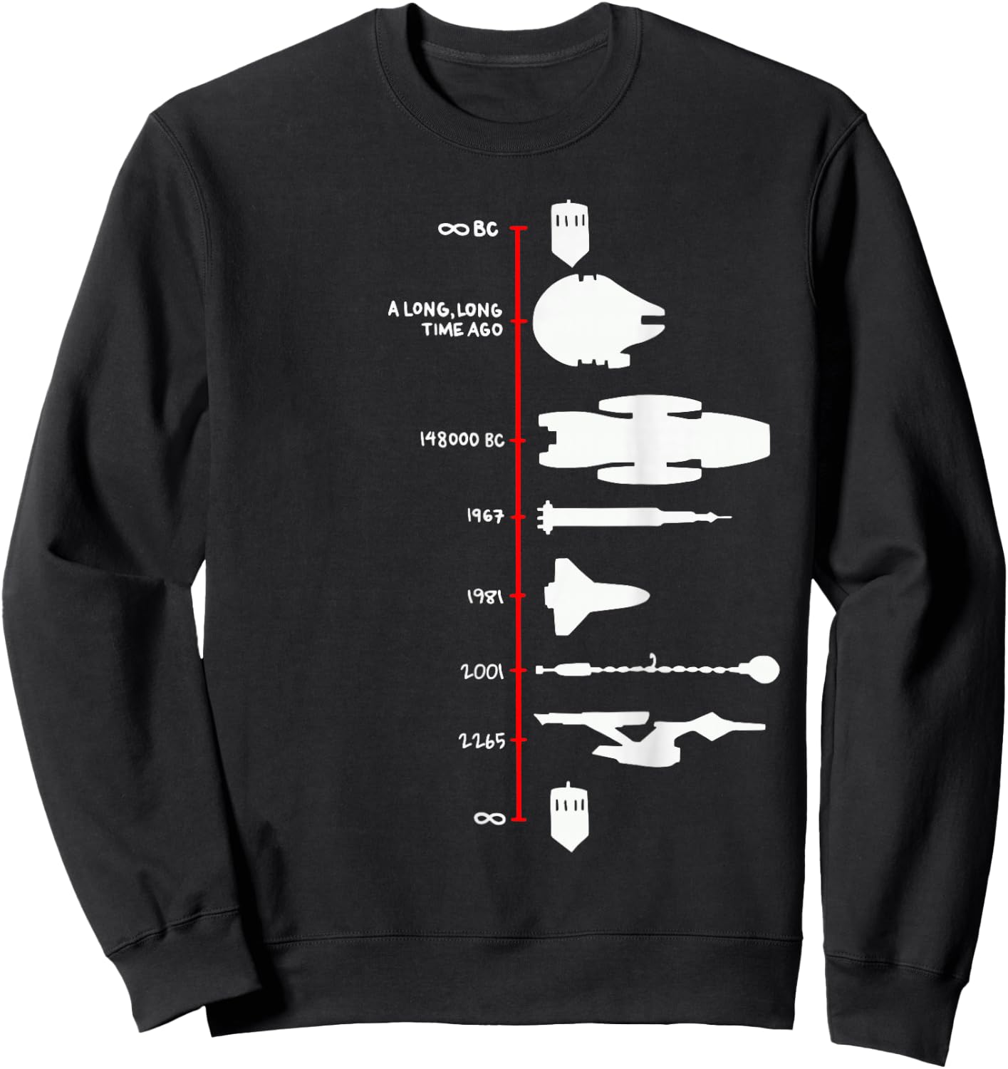 Spaceship Timeline Science Fiction Rocket Sweatshirt - Sweatshirt | Black