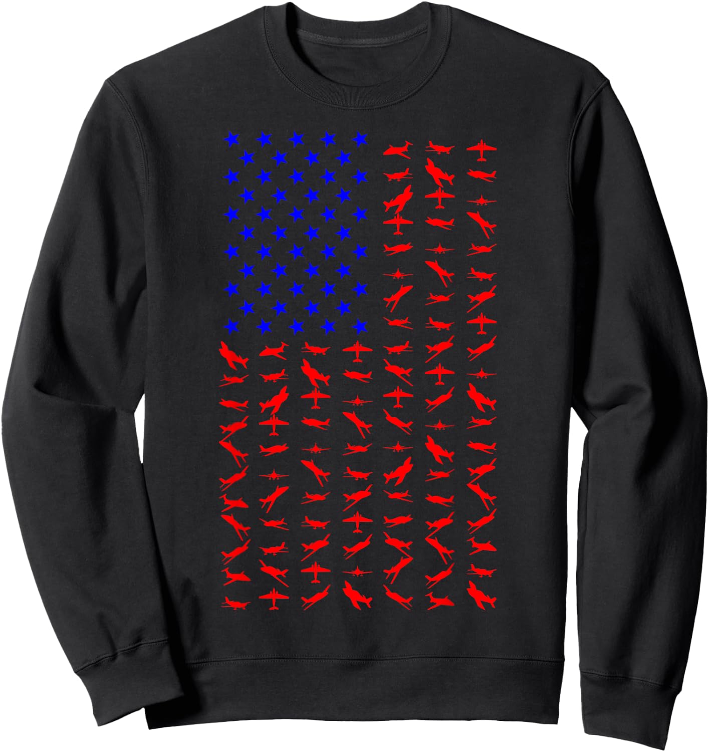 Airplane US Flag American Independence Day 4th Of July Sweatshirt - Sweatshirt | Black