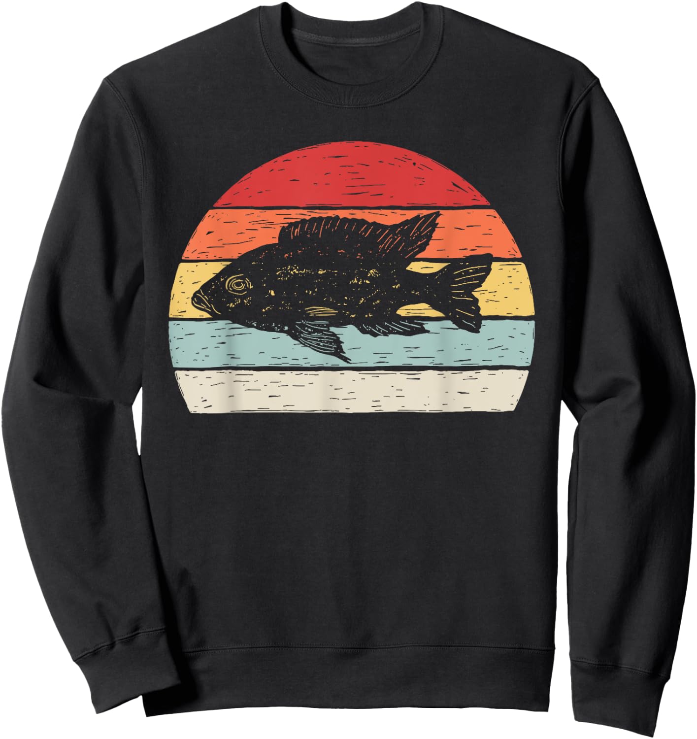 Vintage Retro Cichlid Fish Sweatshirt - Sweatshirt | Black
